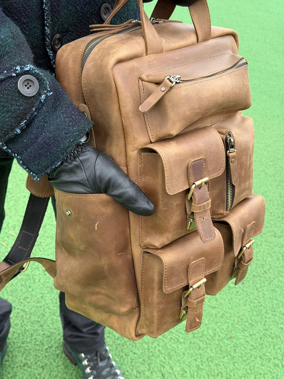 Handmade Backpack Genuine vintage leather CrazyHorse Size ONE SIZE - 6 Thumbnail