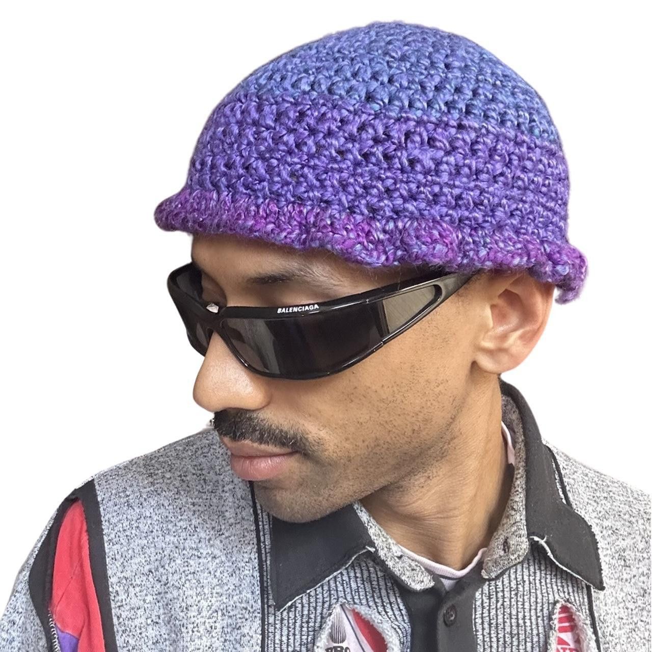 Other PURPLE BOHO GRANNY FRILLY KNIT CAP Size ONE SIZE - 3 Thumbnail