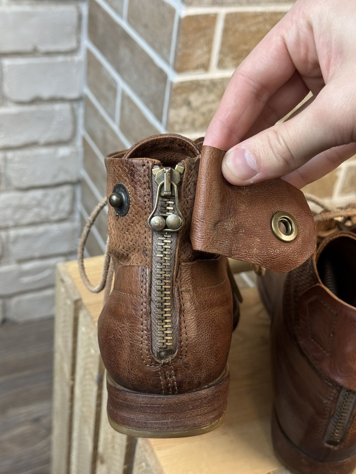 A.S.98 × Vintage A.S 98 Airstep Brown Leather Zip Biker Avant Gard Boots Size US 9 / IT 39 - 10 Thumbnail