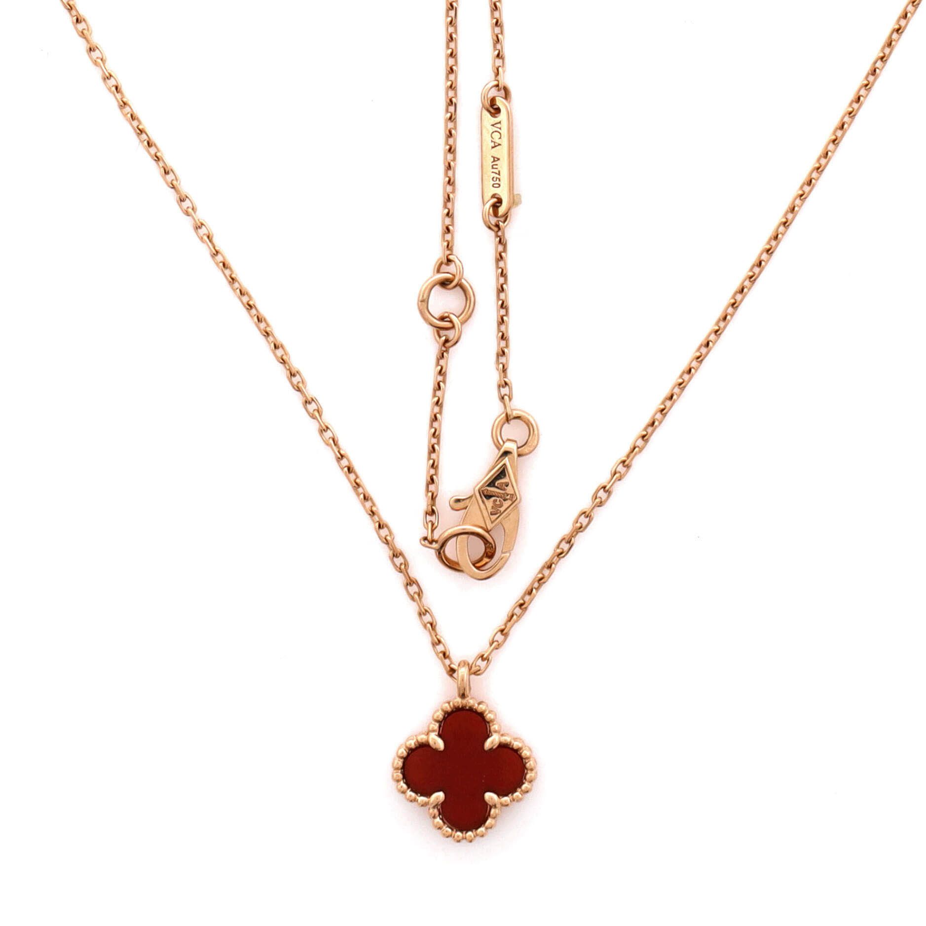 Van Cleef & Arpels Sweet Alhambra Pendant Necklace 18K Rose Gold and Carnelian Size ONE SIZE - 1 Thumbnail