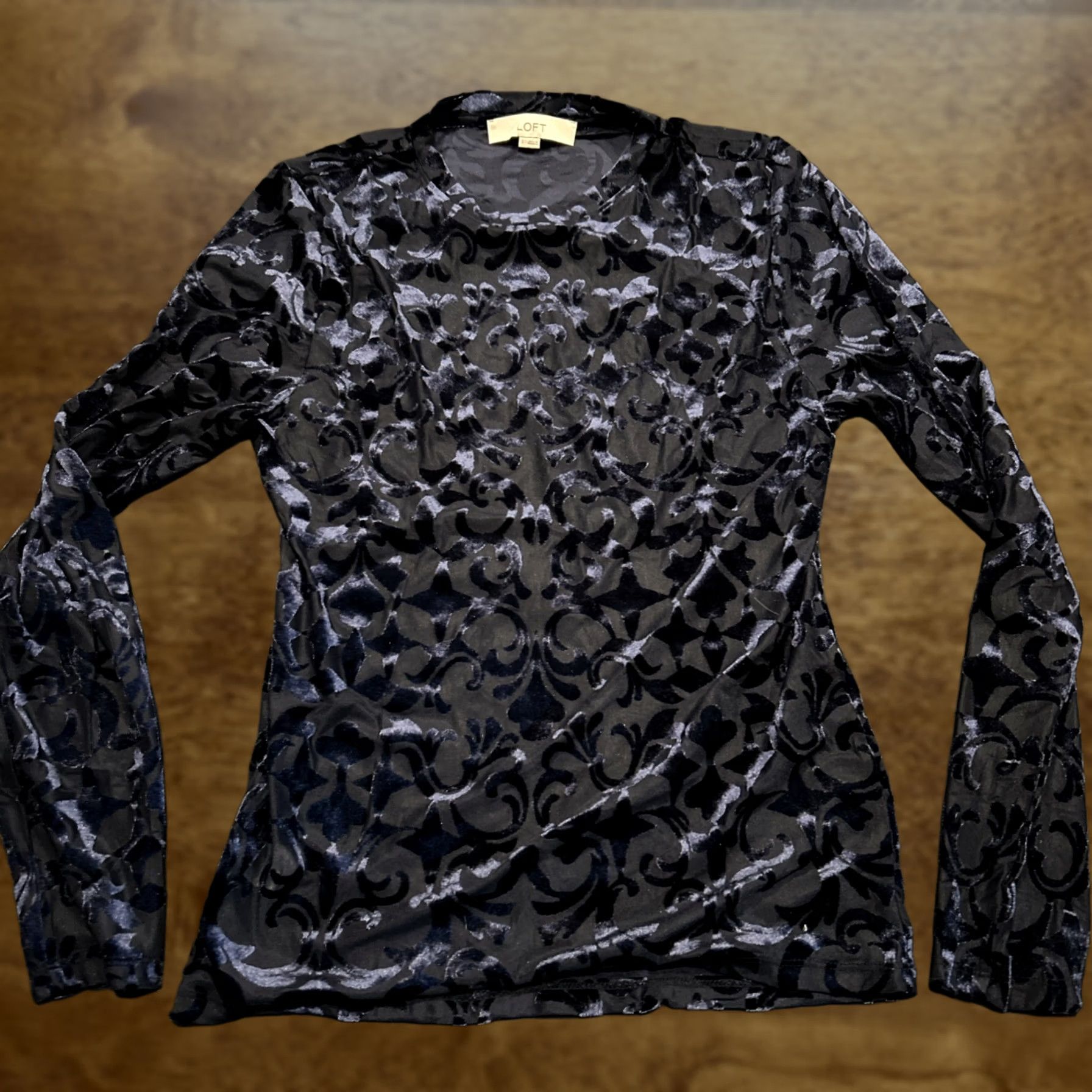 Ann Taylor LOFT Women's Shirt Navy Blue Long Sleeve Round Neck Knit Top Size L Size L / US 10 / IT 46 - 1 Thumbnail