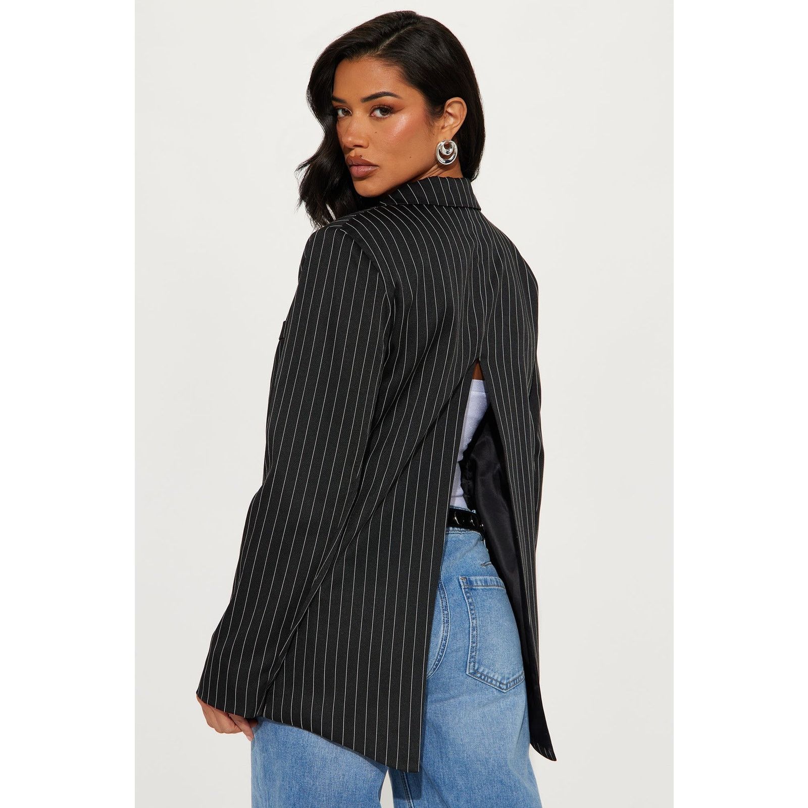 Other Walk The Walk Pinstripe Blazer - Black/White - Size XL Size XL / US 12-14 / IT 48-50 - 2 Thumbnail