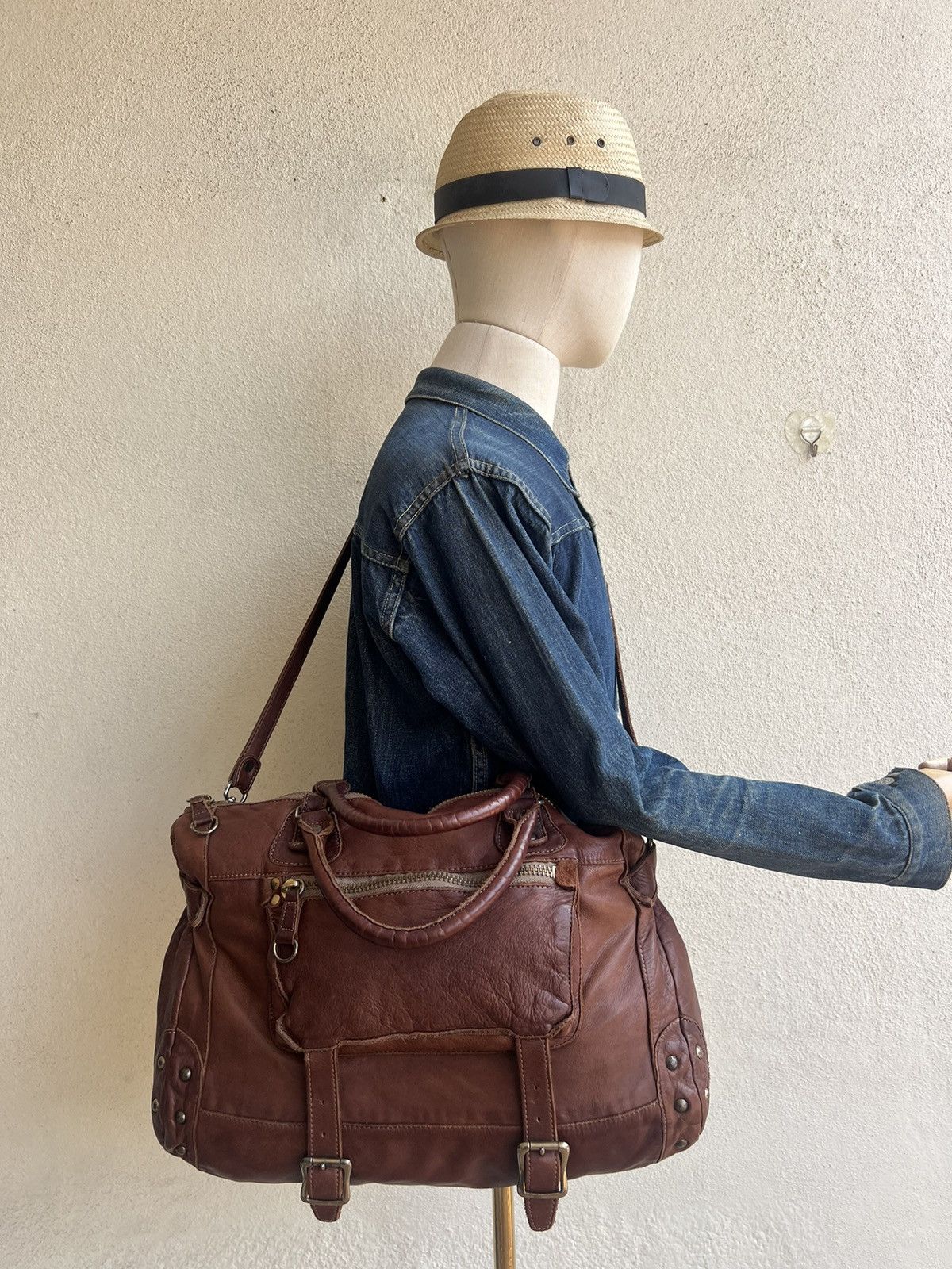 Leather Regalo Tokyo Fade Jerky Patina Leather 2 Way Bag Size ONE SIZE - 3 Thumbnail