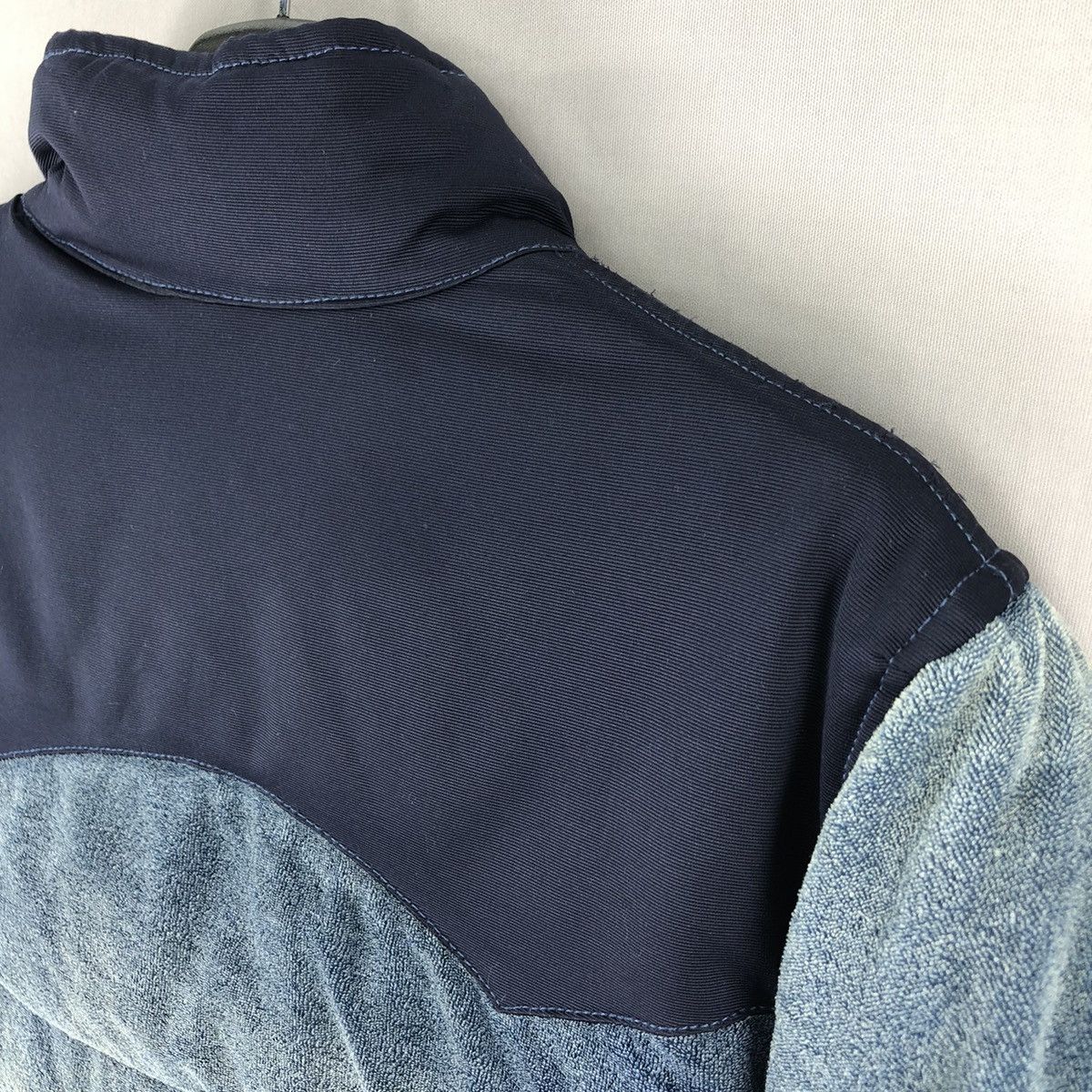 Japanese Brand Puffer Jacket Thrashed Fade Blue Indigo by Bayflow Size US M / EU 48-50 / 2 - 5 Thumbnail