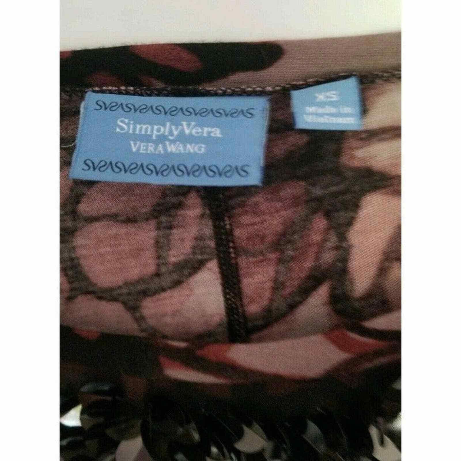 Other Simply Vera Wang XS Blouse Maroon Burgandy Sequin Detailing Size XS / US 0-2 / IT 36-38 - 3 Thumbnail