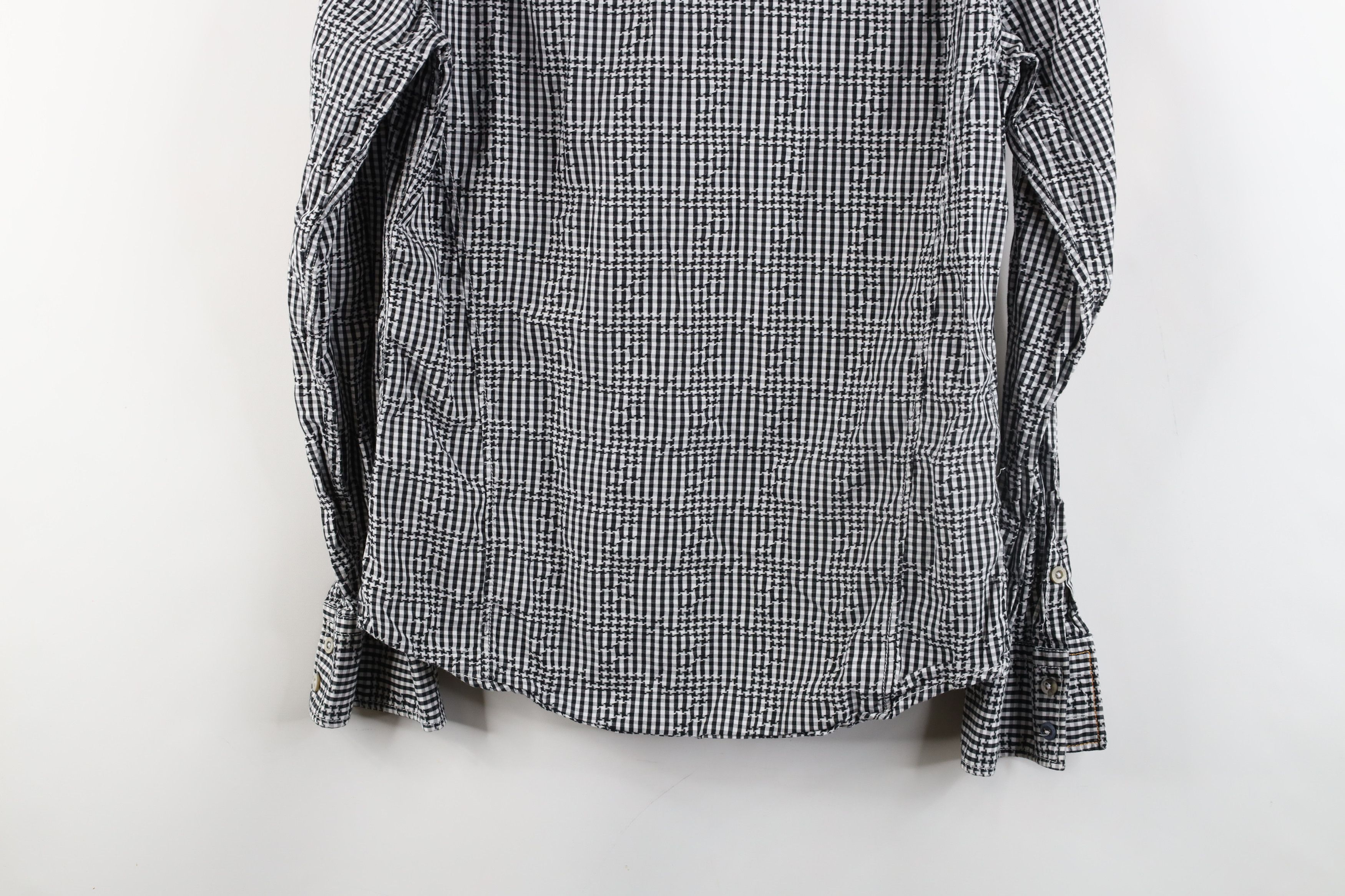 Hugo Boss × Vintage Hugo Boss Houndstooth Checkered Collared Button Shirt Black Size US S / EU 44-46 / 1 - 12 Thumbnail