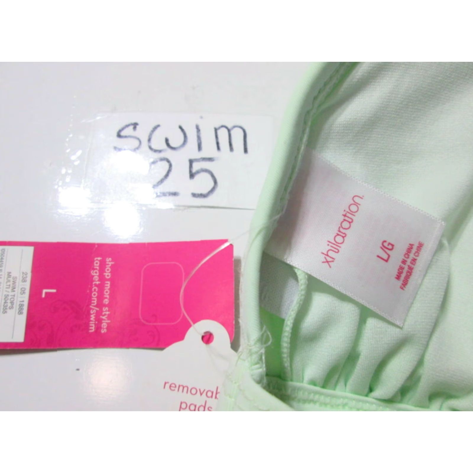 Vintage Xhilaration Top Women L Bikini Light Mint Triangle Lined Racerback Size L / US 10 / IT 46 - 6 Thumbnail