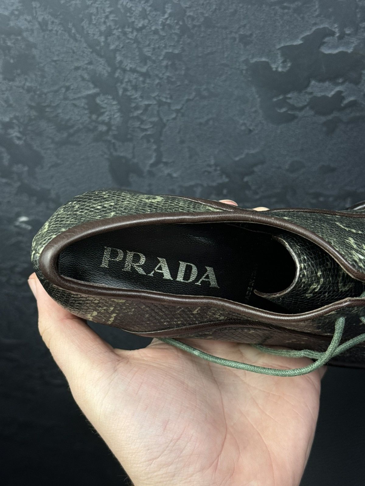 Prada Vintage Prada Python Effect Heeled Derby Shoes Archive 90s Size US 8 / IT 38 - 13 Thumbnail