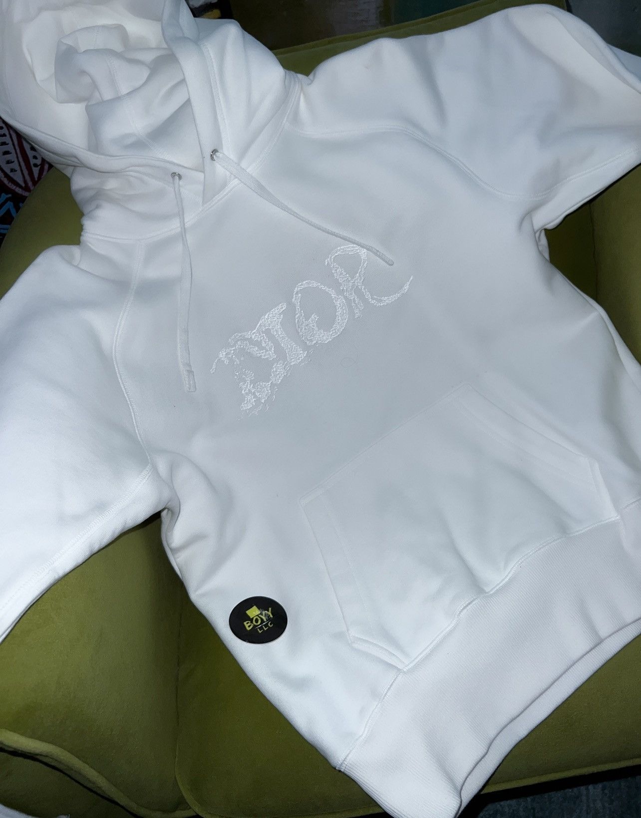 image of Dior X Kenny Scharf Logo Hoodie in White, Men's (Size Small)