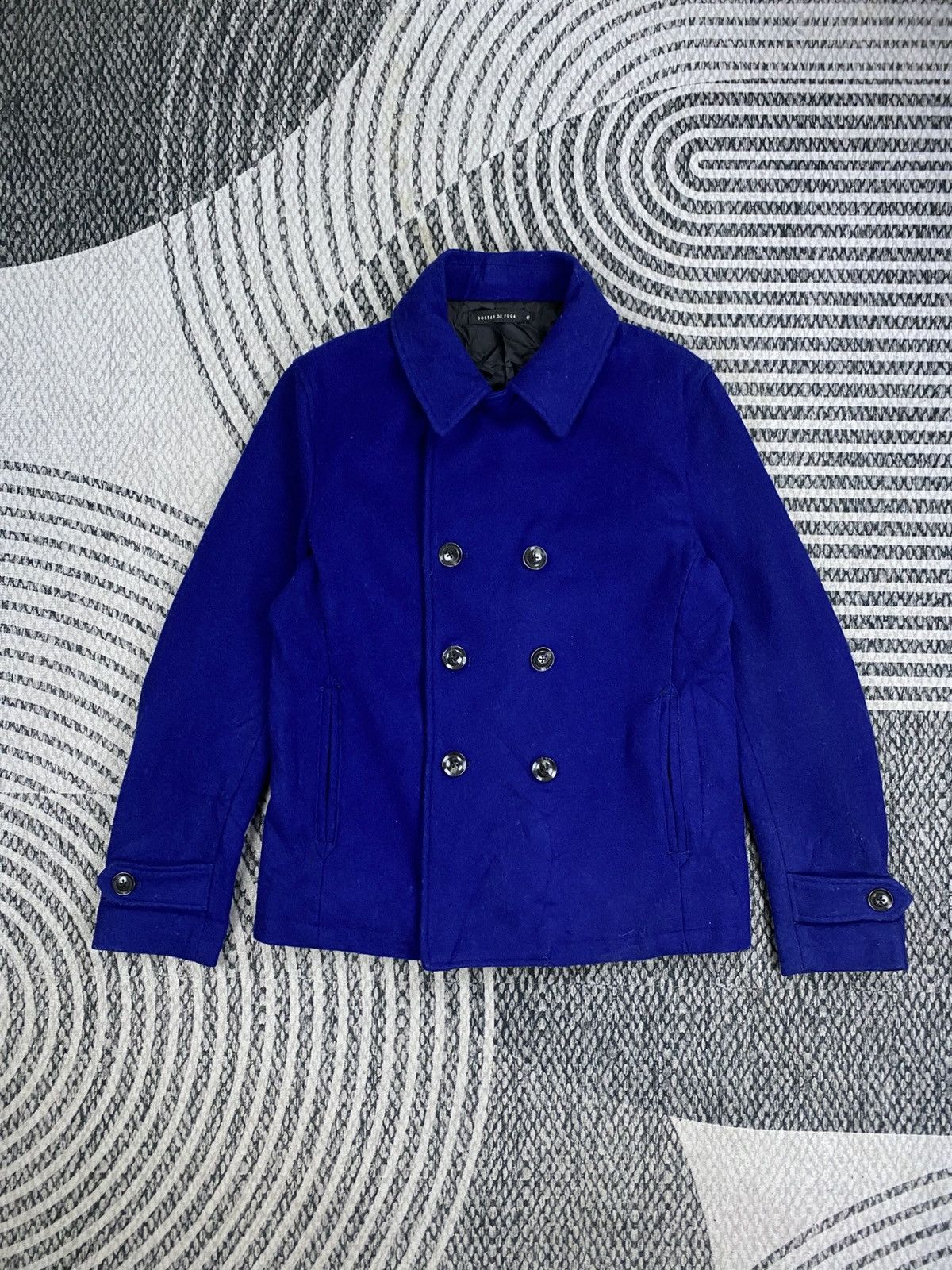 GOSTAR DE FUGA Vtg Gostar De Fuga Double Breasted Blue Wool Coat Jacket Size US M / EU 48-50 / 2 - 1 Thumbnail