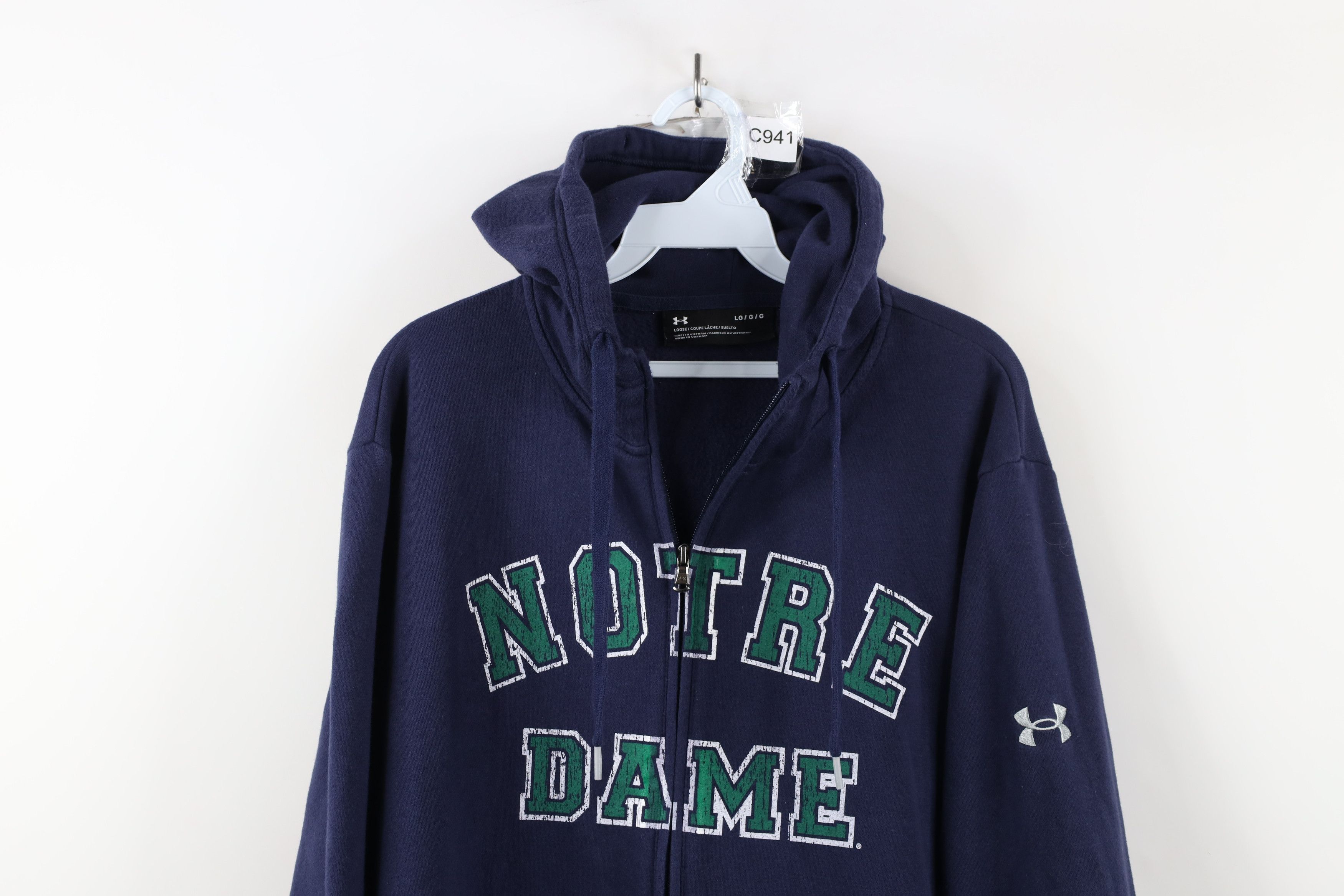 Under Armour × Vintage Under Armour Spell Out Notre Dame University Full Zip Hoodie Size US L / EU 52-54 / 3 - 2 Thumbnail