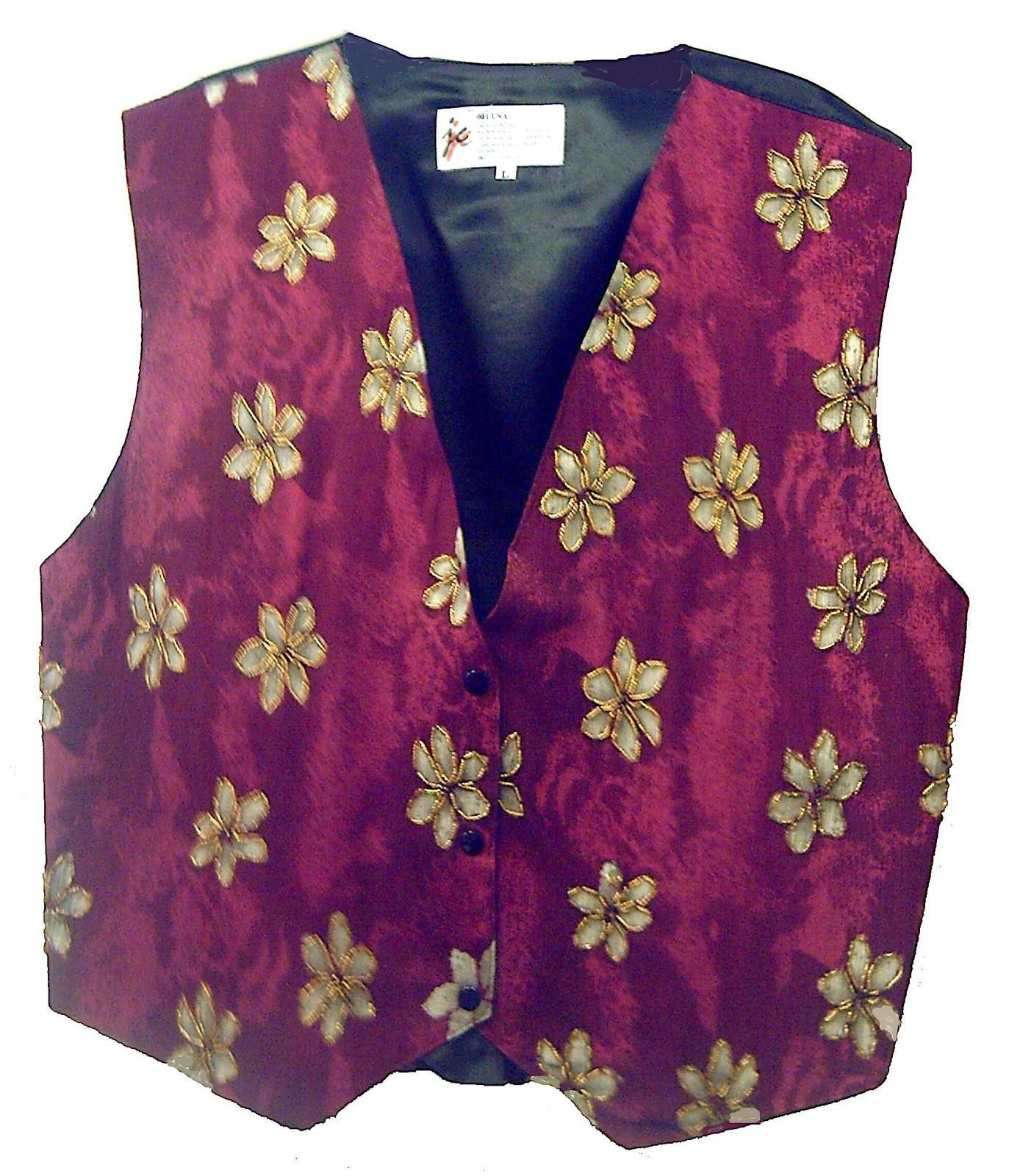 Designer Rayon Beaded Vest Burgundy Flowered size XL only Size XL / US 12-14 / IT 48-50 - 1 Preview