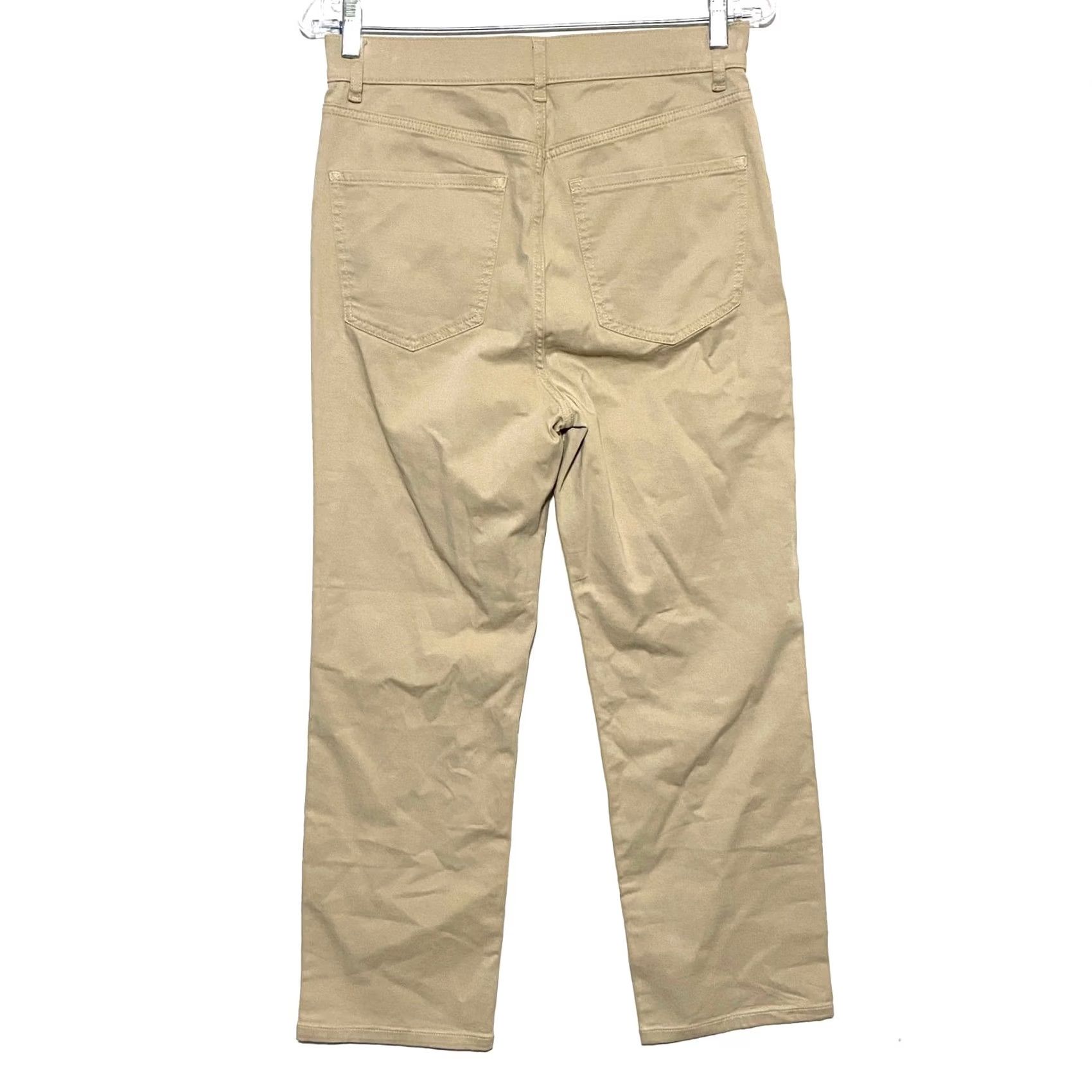 Express Express Khaki Jeans Womens 6R Straight High Rise NWT Chino Casual Workwear 29W 25.5in Inseam - Beige/Preppy, 79% Cotton 19% Rayon 2% Spandex Size 28" / US 6 / IT 42 - 2 Thumbnail