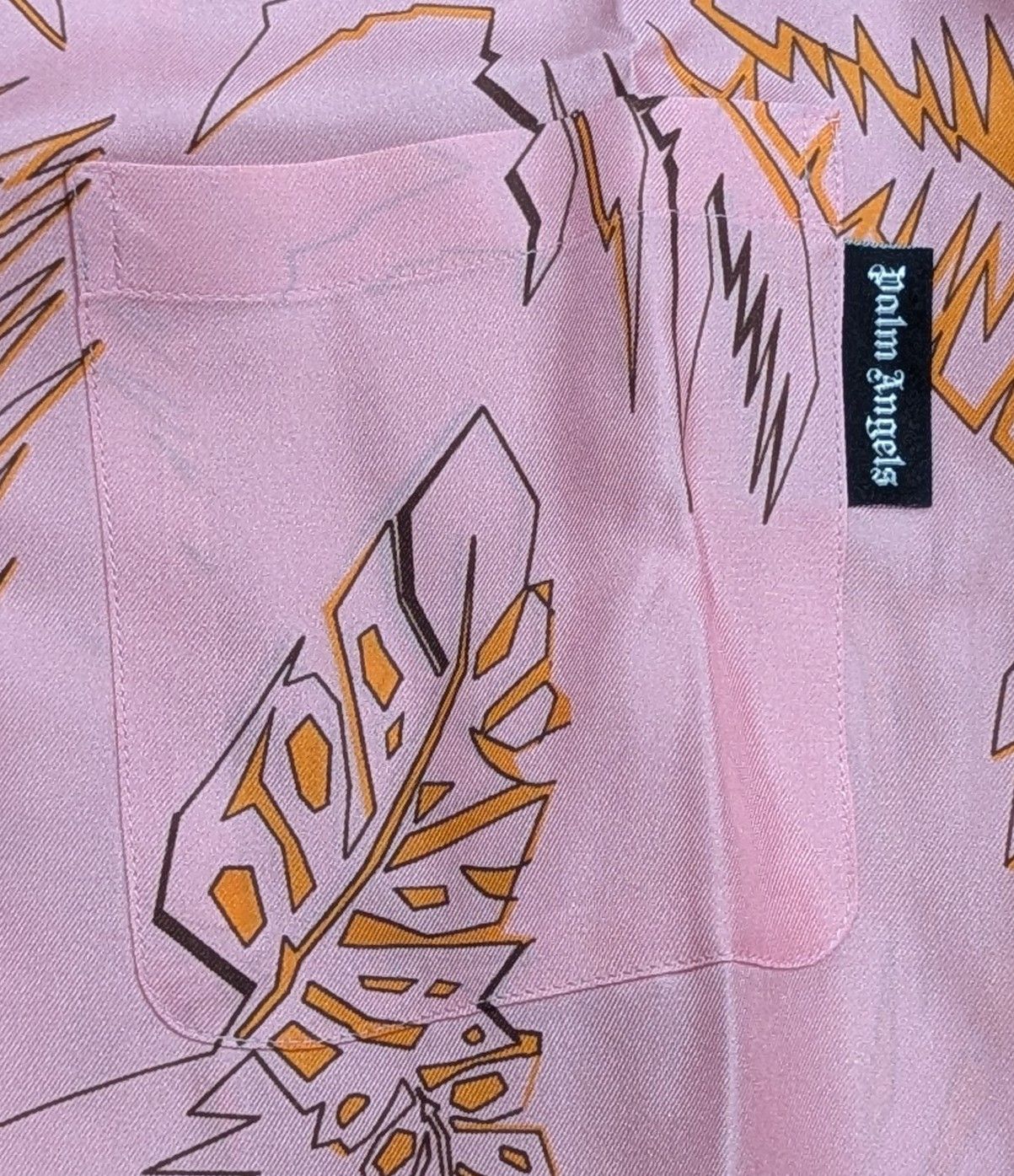 Palm Angels PALM ANGELS Palm Print Silk Button Up Shirt Pink/Gold 48 Size US M / EU 48-50 / 2 - 3 Thumbnail