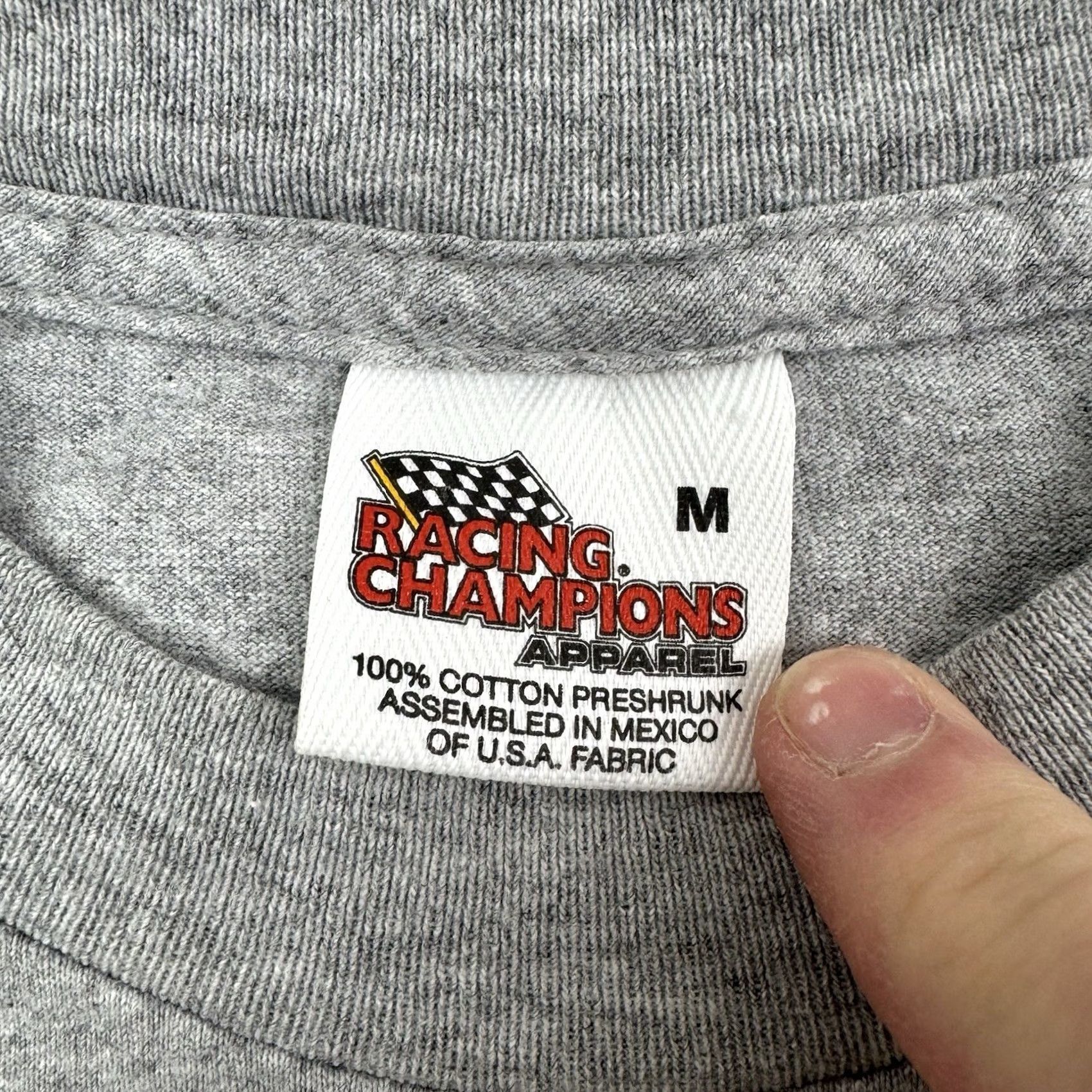 Vintage VINTAGE Racing Champions Cat Racing T Shirt Adult Medium Gray Cotton Crew Neck Graphic Print 90s Nascar Property Of Burton Mens Size US M / EU 48-50 / 2 - 6 Thumbnail