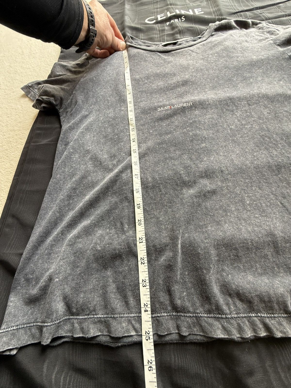 Saint Laurent Paris SS19 Saint Laurent Rive Gauche logo acid wash T shirt grail Size US S / EU 44-46 / 1 - 7 Thumbnail