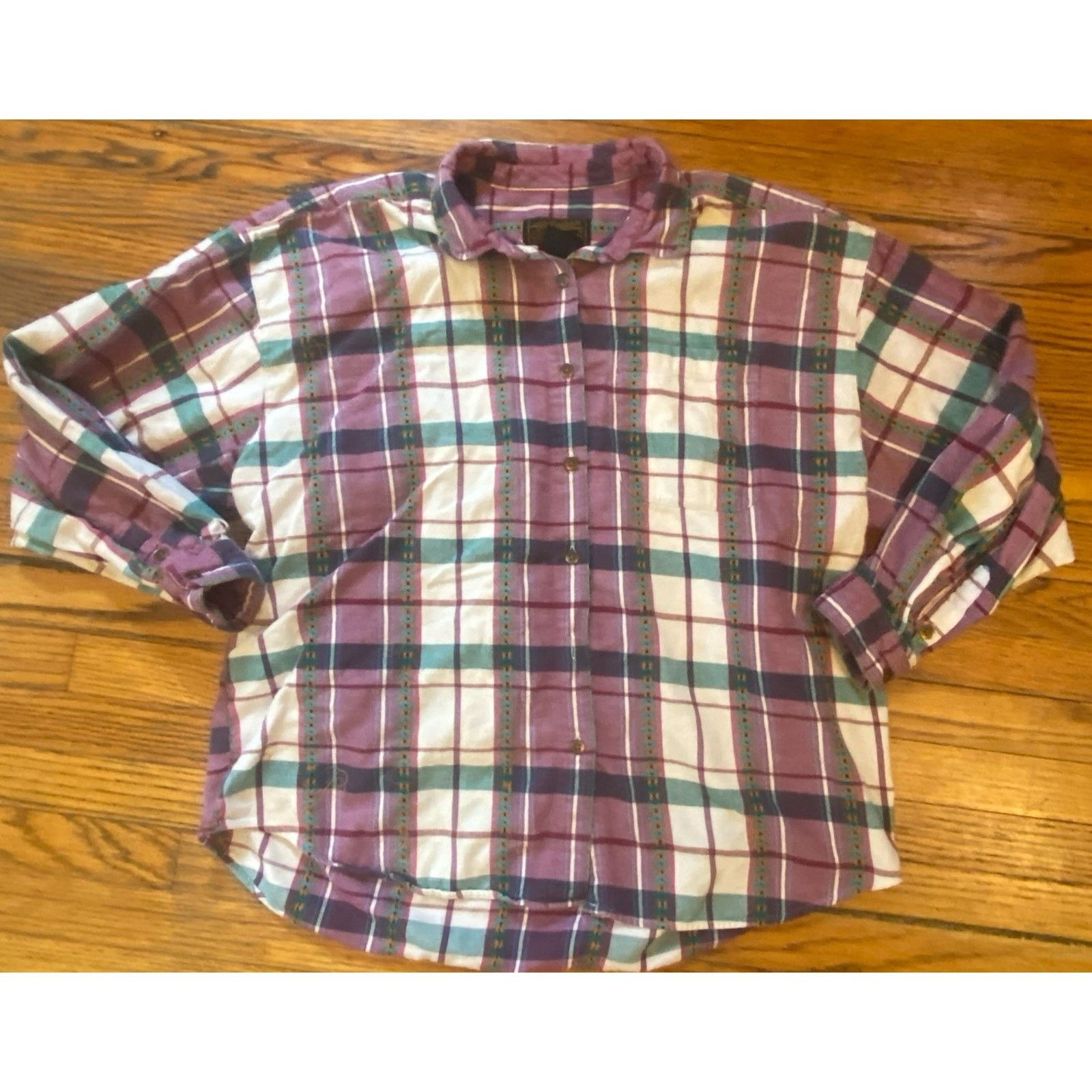 Eddie Bauer VTG Eddie Bauer Women’s XL USA Flannel Purple Plaid Size XL / US 12-14 / IT 48-50 - 1 Thumbnail