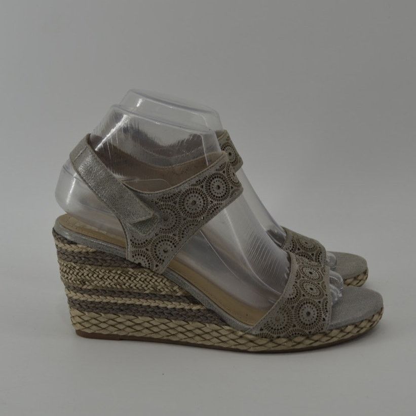Johnston & Murphy Johnston & Murphy Wedge Sandals Gray Cutout Espadrille 7.5 Size US 7.5 / IT 37.5 - 4 Thumbnail