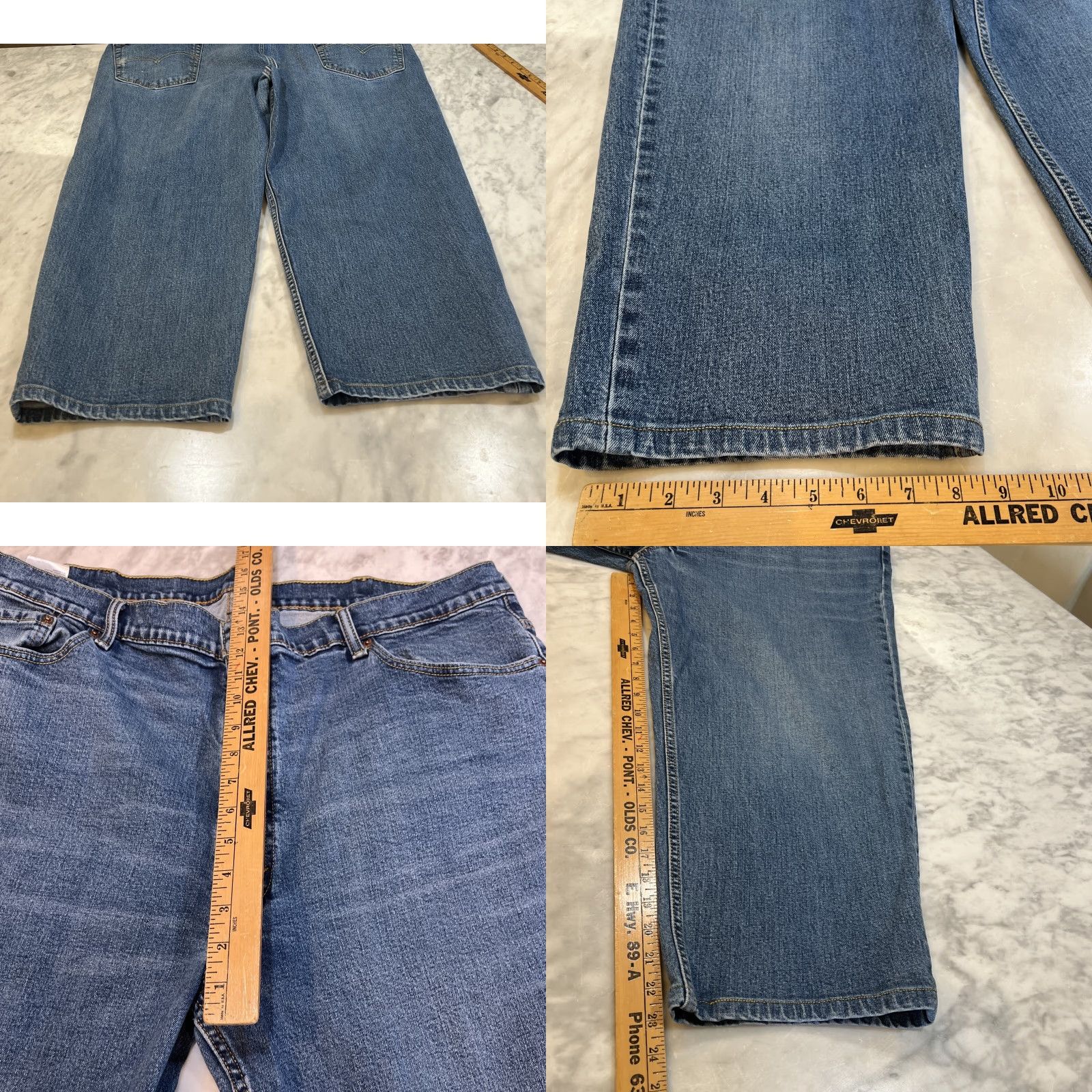Levi's Levis 550 Relaxed Fit Jeans Mens 46x29 (44x28) Work Denim Construction Blue Size US 30 / EU 46 - 8 Thumbnail