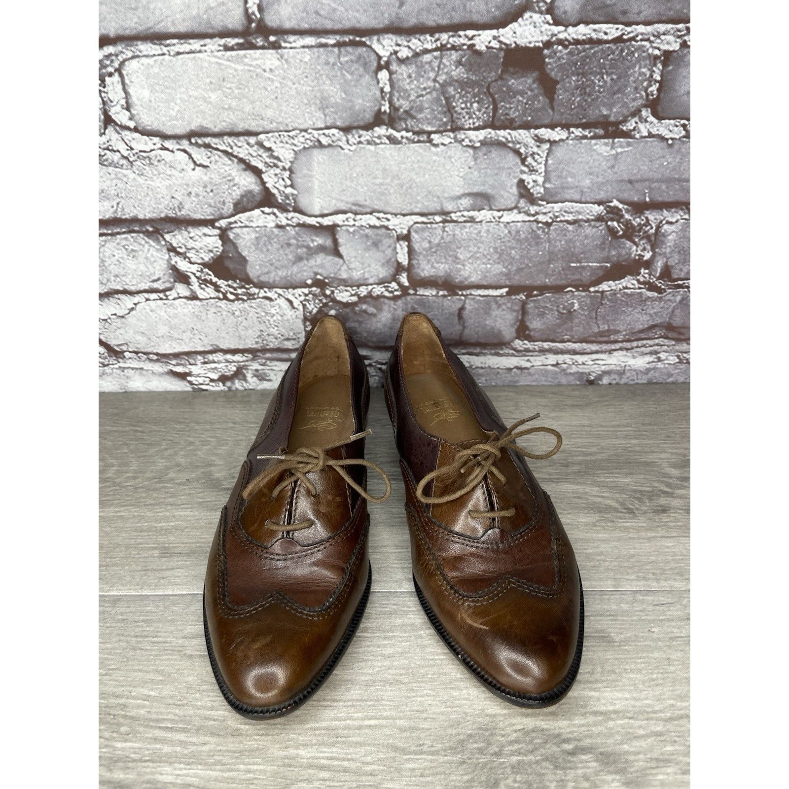 Bass G.H. Bass Tailored Brown Leather Wingtip Lace Oxfords Shoes Size US 7.5 / IT 37.5 - 17 Thumbnail