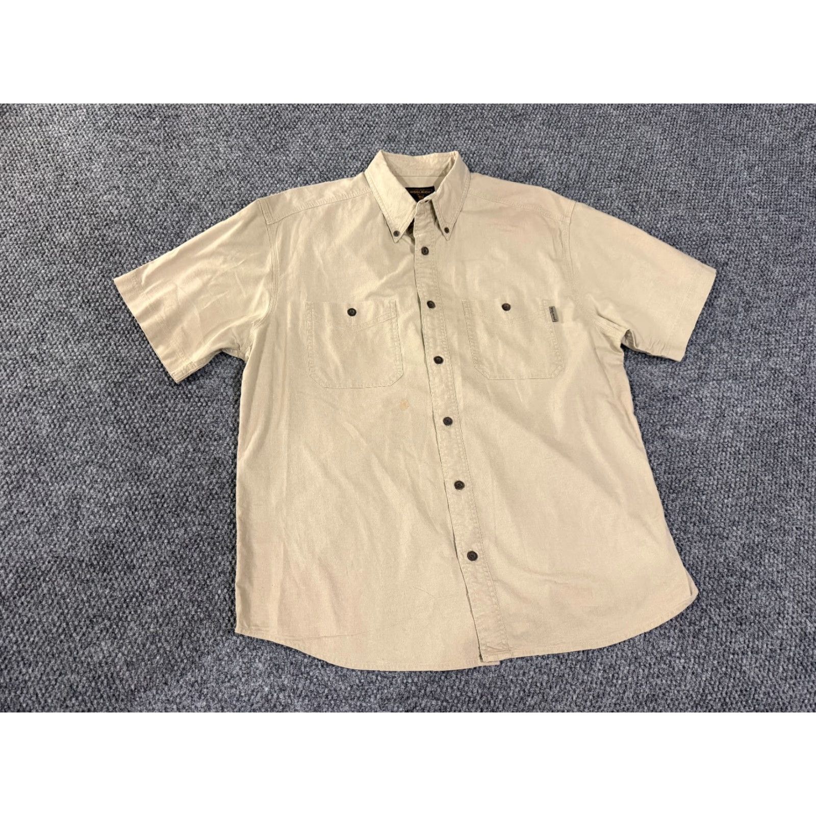 Vintage Woolrich Button-Up Shirt Mens XL Tan Beige Short Sleeve Outdoor Workwear Vintage Size US XL / EU 56 / 4 - 2 Thumbnail