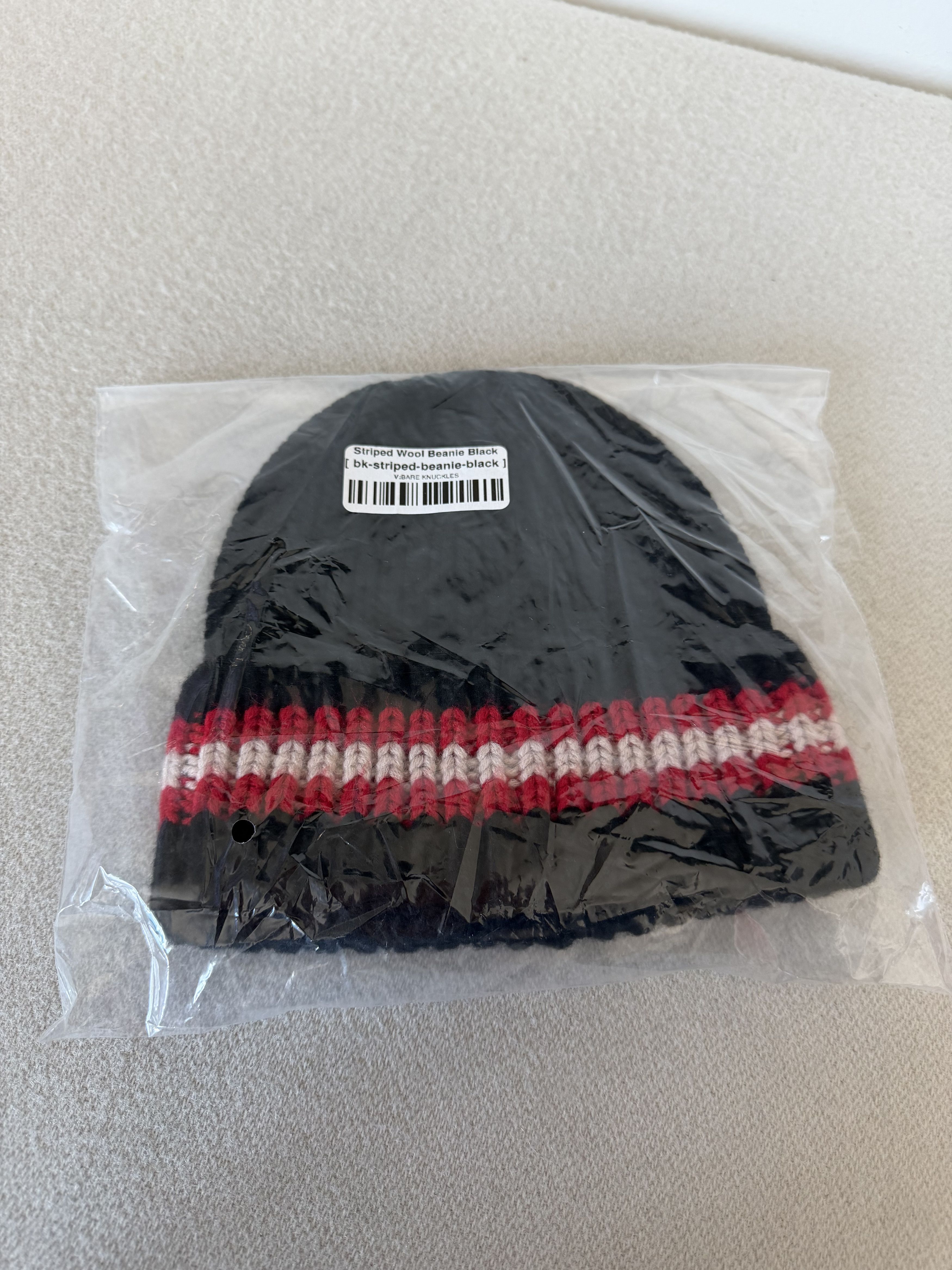 Bare Knuckles Bare Knuckles Striped Wool Beanie in Black Size ONE SIZE - 2 Thumbnail