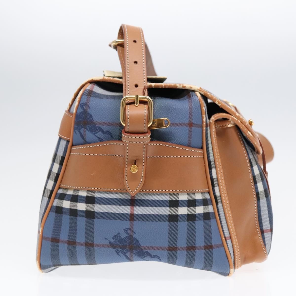 Burberry Burberry Nova Check Shoulder Bag Pvc Leather Blue Gold Size ONE SIZE - 4 Thumbnail