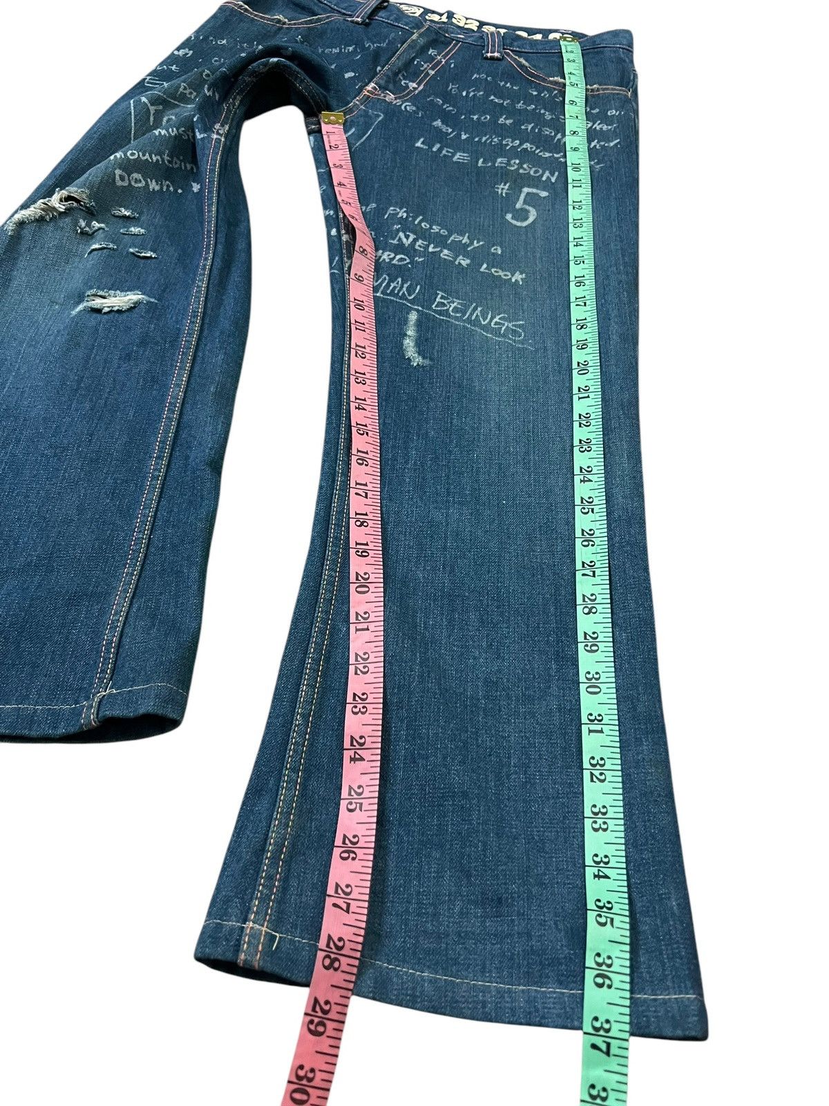 If Six Was Nine × Le Grande Bleu (L.G.B.) JAMGLE JAM JAPAN FLARE DISTRESS JEANS Size US 32 / EU 48 - 17 Thumbnail