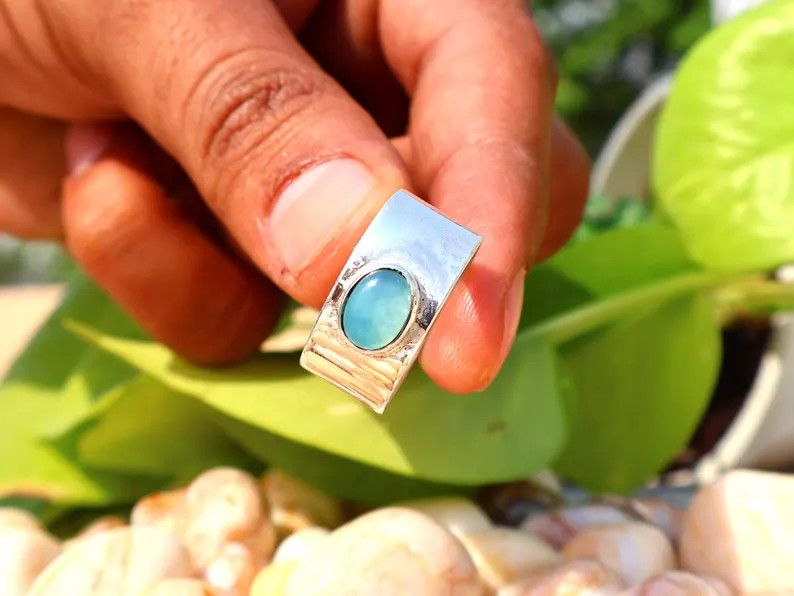 Handmade Chalcedony Ring, Handmade 925 Silver Band, March Birthstone Size ONE SIZE - 5 Thumbnail