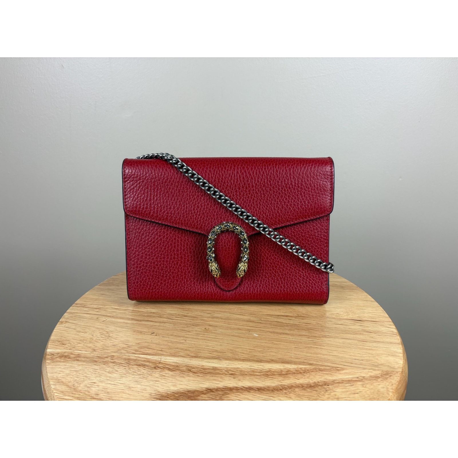 Gucci Authentic Gucci Calfskin Mini Dionysus Chain Wallet Red Size ONE SIZE - 1 Thumbnail