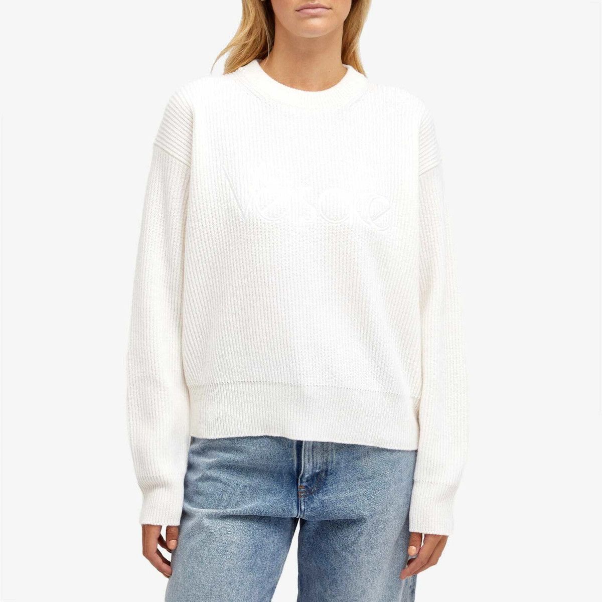 Versace o1y0226 Logo Crewneck Sweater in Cream Size XS / US 0-2 / IT 36-38 - 2 Thumbnail