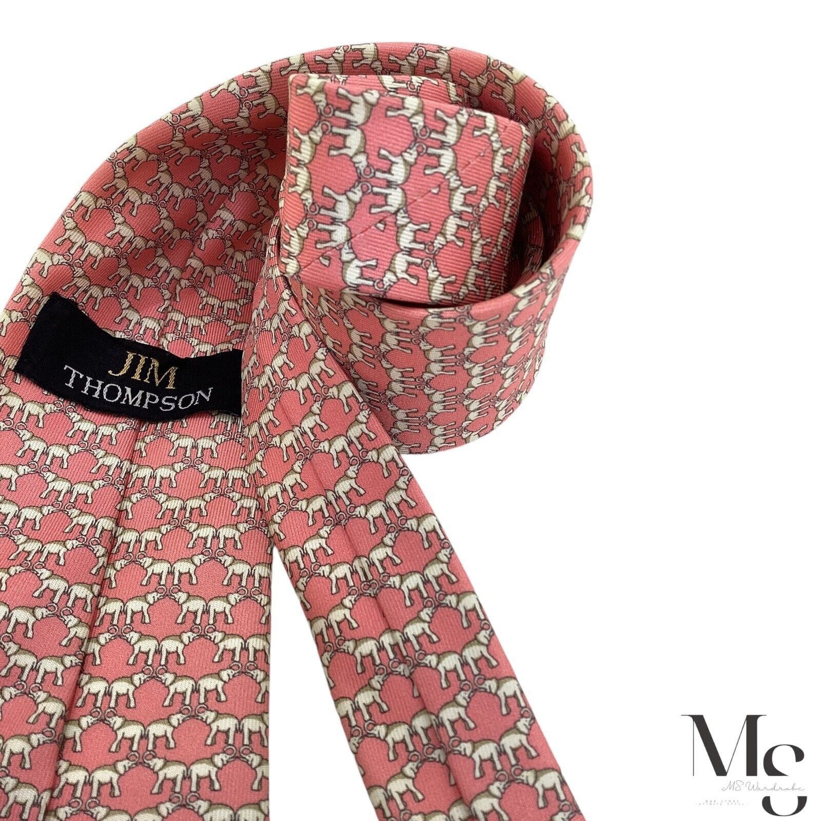 Jim Thompson JIM THOMPSON Pink Elephant Print Silk Tie Made In Thailand W Size ONE SIZE - 4 Thumbnail