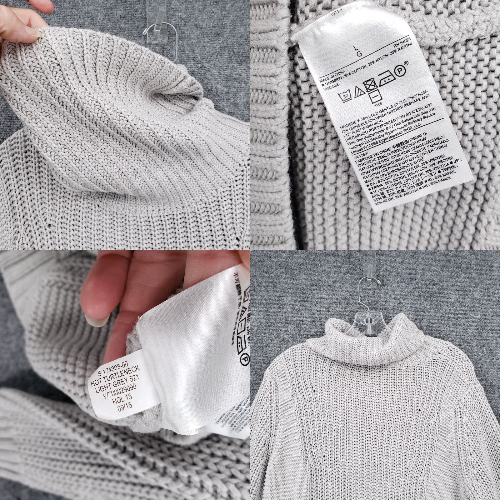 Banana Republic Banana Republic Sweater Womens L Large Gray Turtleneck Knit Pullover Cinnamon? Size L / US 10 / IT 46 - 8 Thumbnail