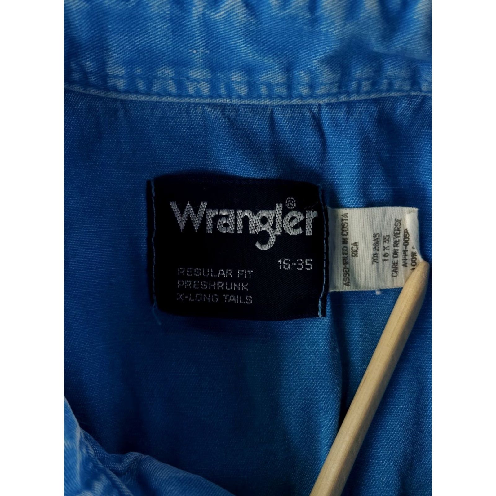 Wrangler Wrangler Shirt Button-Up Faded Sky Blue Twill Mens L Blue Long Sleeve 16-35 Size US L / EU 52-54 / 3 - 6 Thumbnail