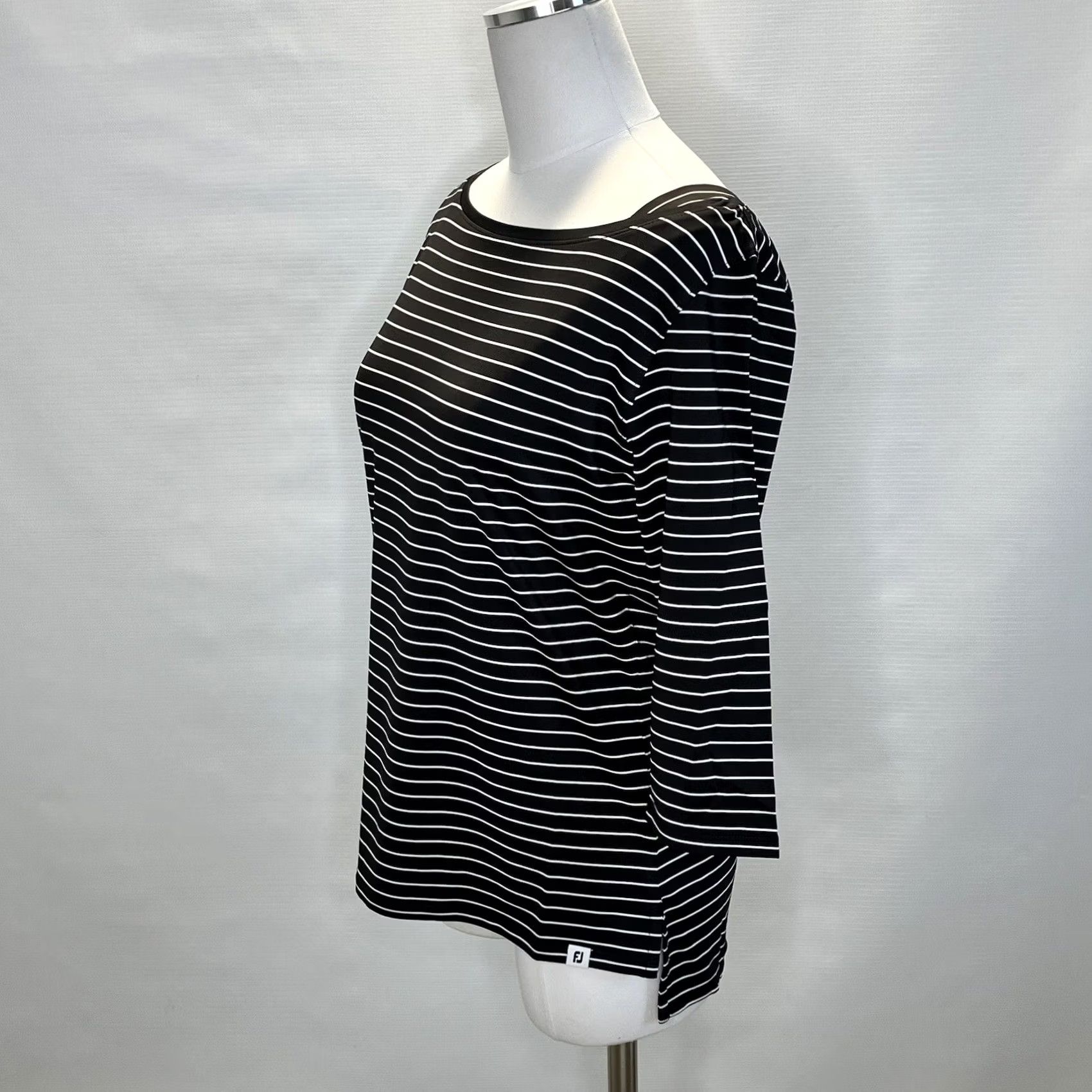 Footjoy FootJoy Polo Shirt Womens Boatneck 3/4 Sleeve XS Black Striped Modern Casual, Workwear Mens Womens Girls? Size XS / US 0-2 / IT 36-38 - 3 Thumbnail