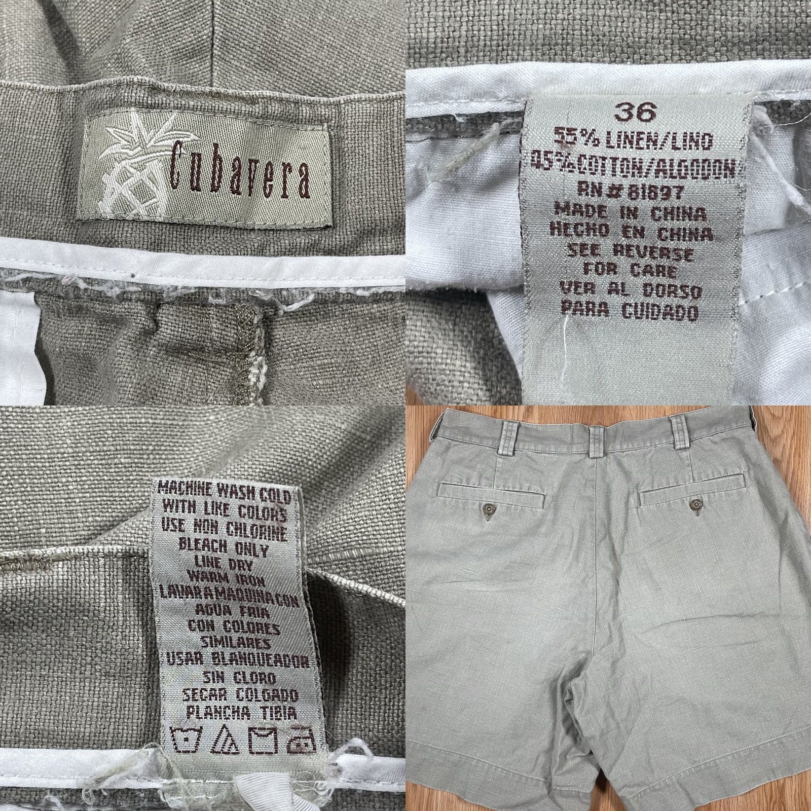 Cubavera Cubavera Shorts Mens 36 Beige Linen Cotton Blend Flat Front Khaki Chino Slack Mens Regular Flat Front Nylon? Size US 36 / EU 52 - 8 Thumbnail