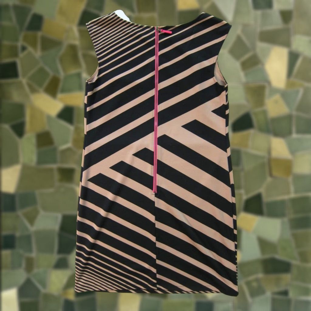Ann Taylor Loft Black Stripe Stretch Sleeveless Tunic Sheath Shift Dress 6 Womens  Dress Black 6