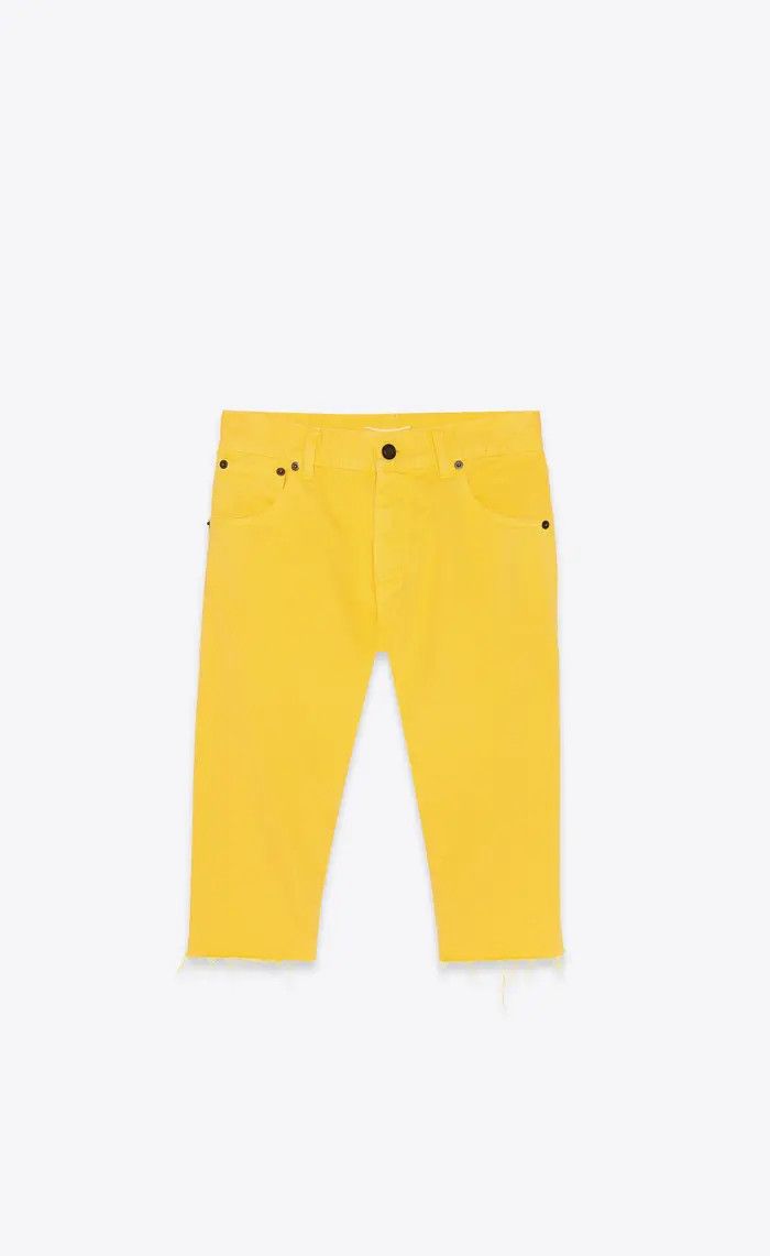 Saint Laurent Paris oc11z1125 681317 Long Bermuda Short Stonewash Denim Yellow Size 27" / US 4 / IT 40 - 1 Thumbnail