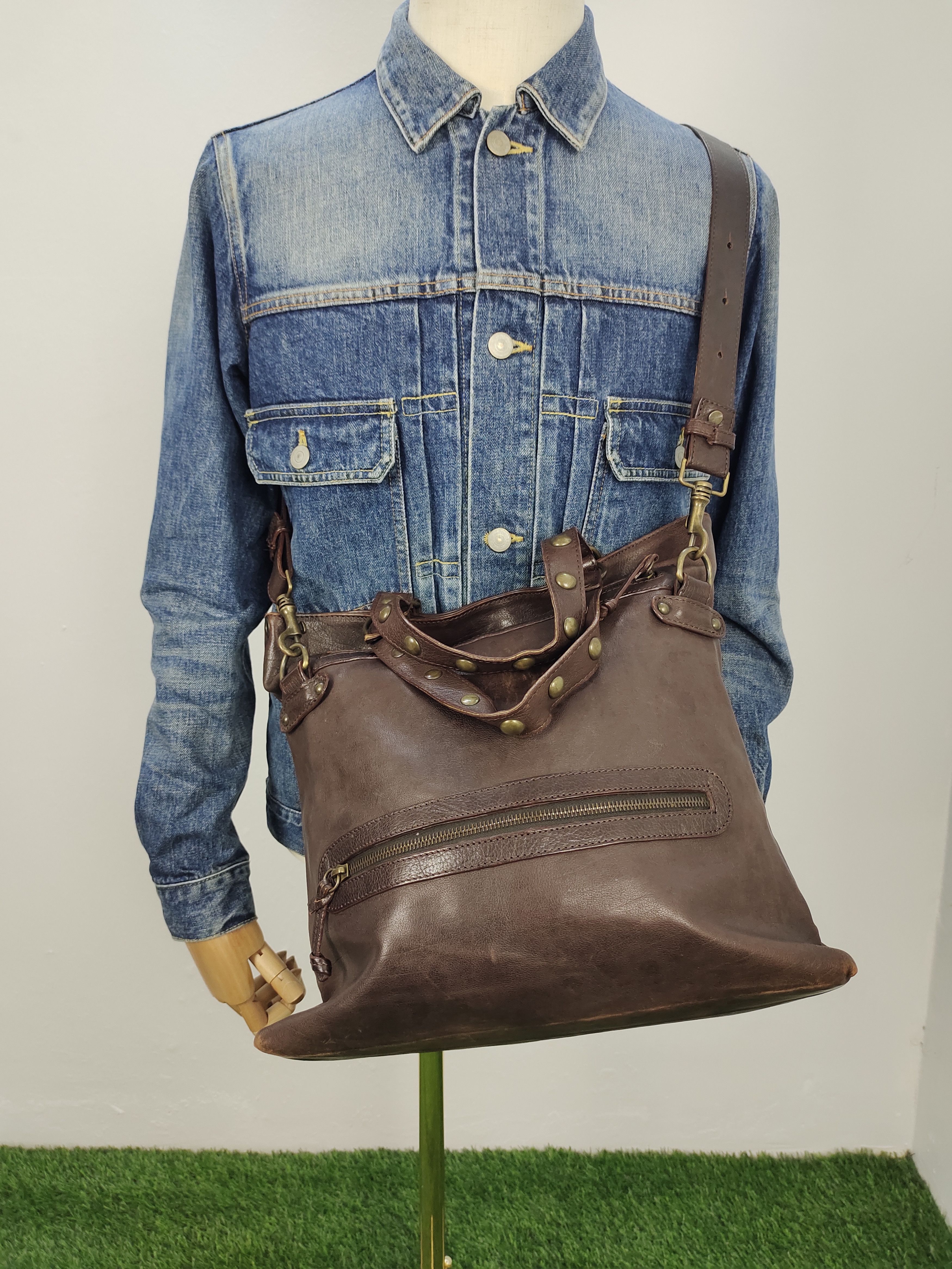 Vintage Via Repubblica Italy Patina Full Leather 2 Way Bag