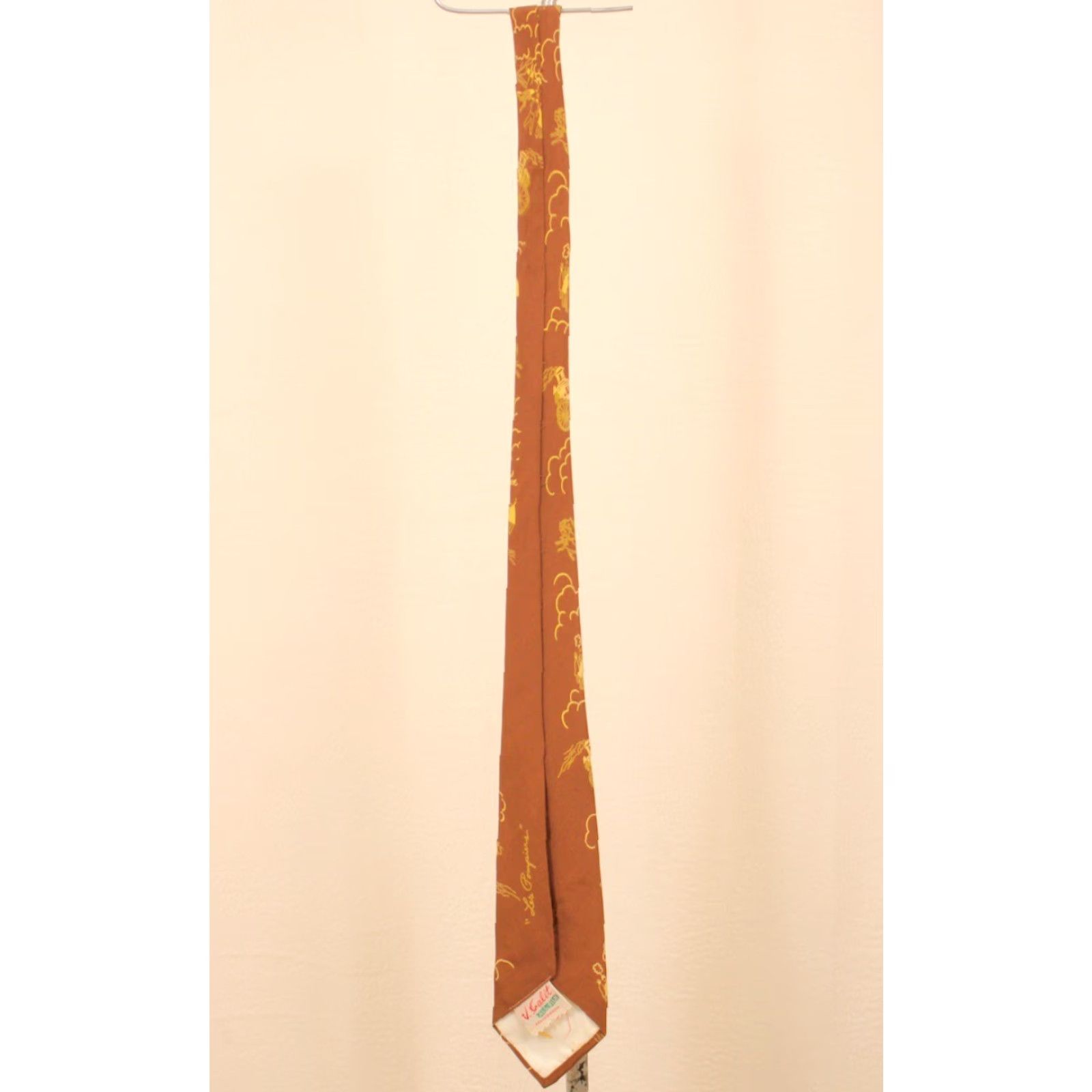 Vintage VTG Men’s 1950s Brown Beige Carriage Themed Novelty Necktie 50s Tie Silk Neck Tie Size ONE SIZE - 6 Thumbnail