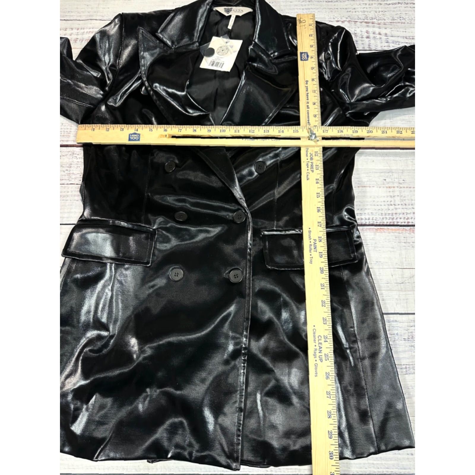 Vintage Lita by Ciara Womens Jacket Black L Size L XL Pockets Lined Shiny Double Breasted Size L / US 10 / IT 46 - 2 Thumbnail