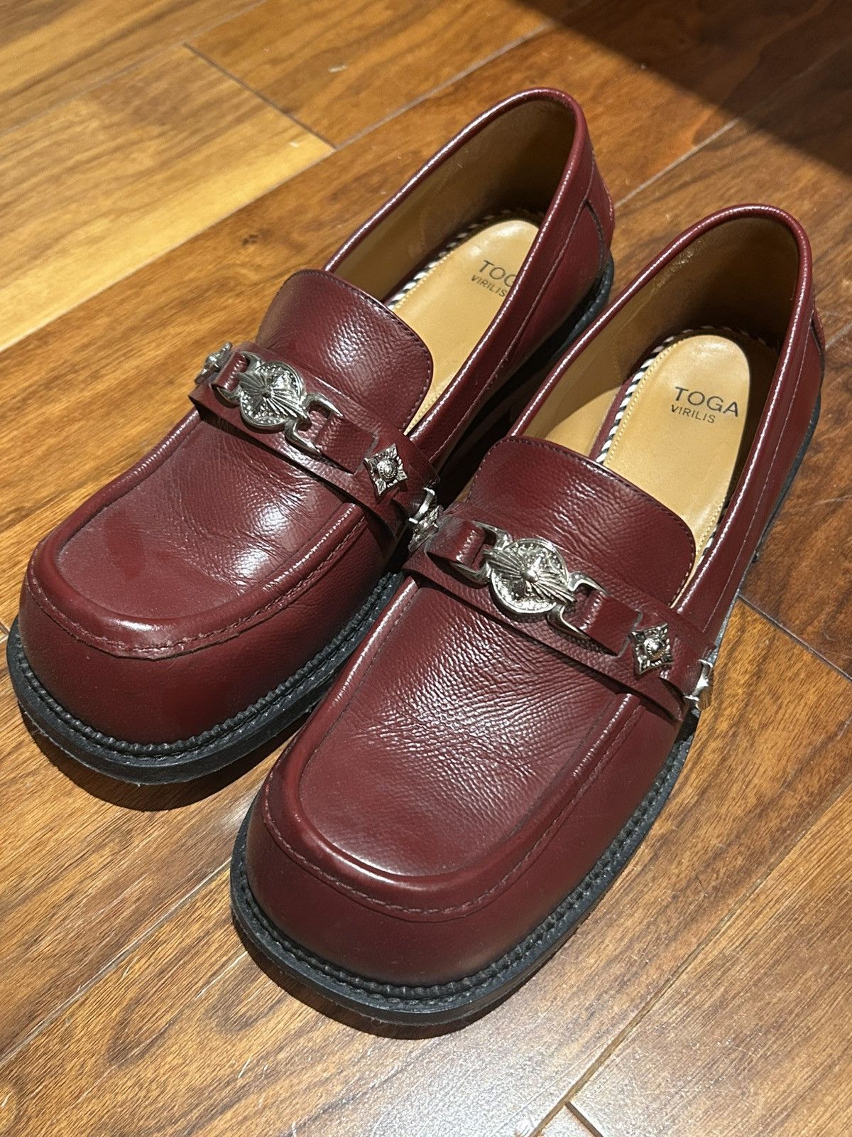 TOGA VIRILIS Burgundy Grained Loafer Size US 11.5 / EU 44-45 - 1 Thumbnail