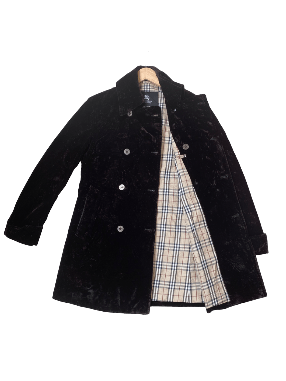 image of Burberry Black Label Velvet Long Jacket in Dark Red, Men's (Size Medium)