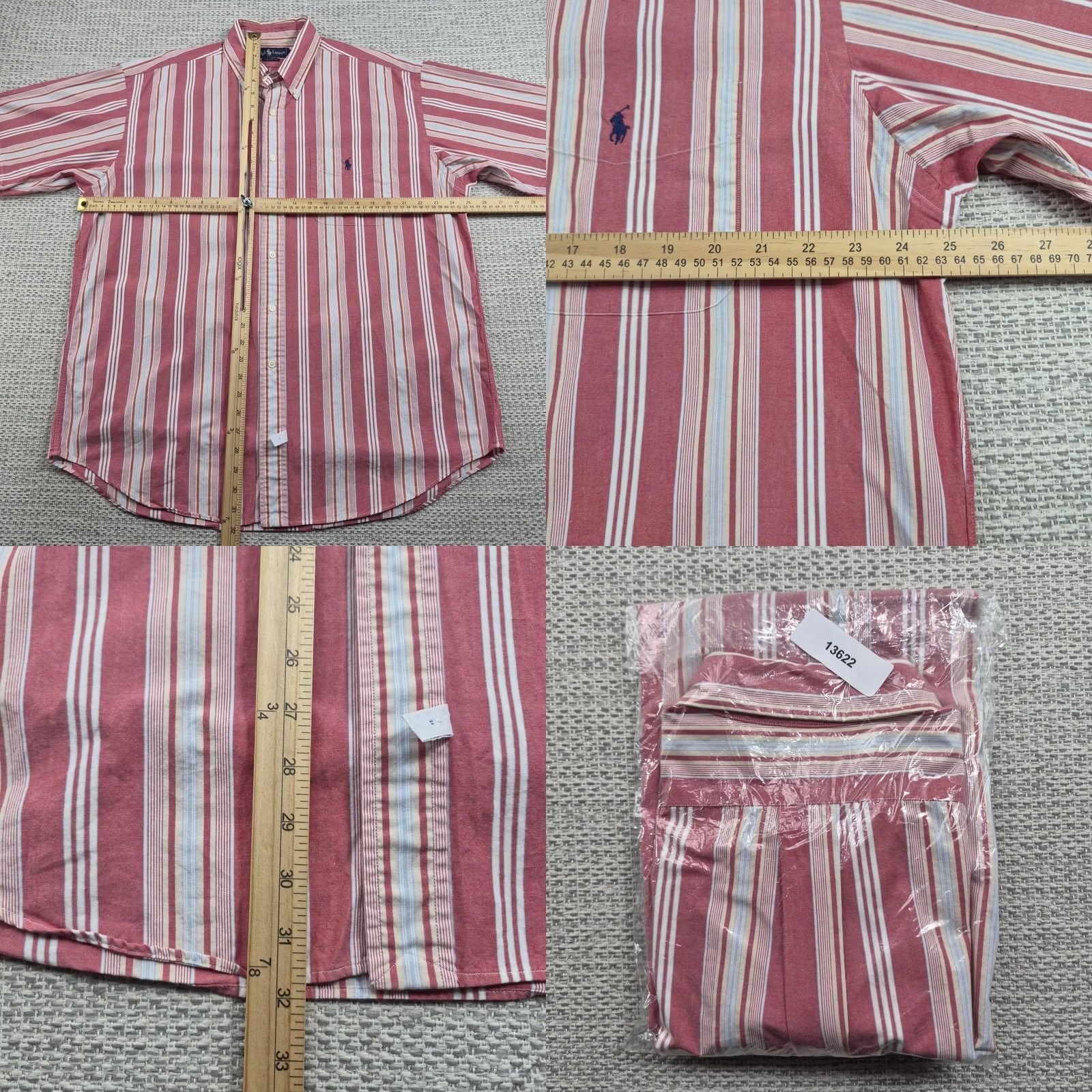 Ralph Lauren Ralph Lauren Button Up Shirt Mens Large Red Striped Short Sleeve Casual Preppy Size US L / EU 52-54 / 3 - 8 Thumbnail