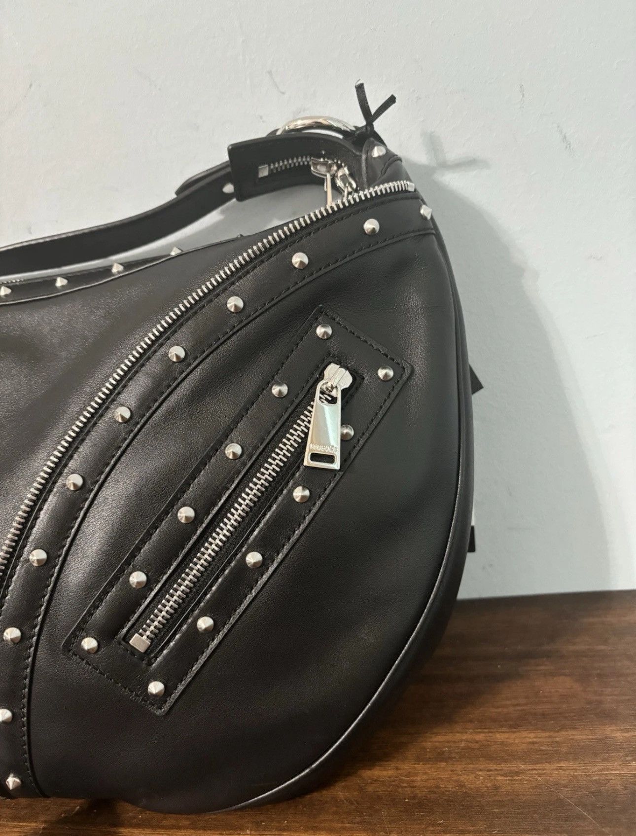 Versace Versace Studded Repeat Medium Hobo Bag Black Size ONE SIZE - 3 Thumbnail