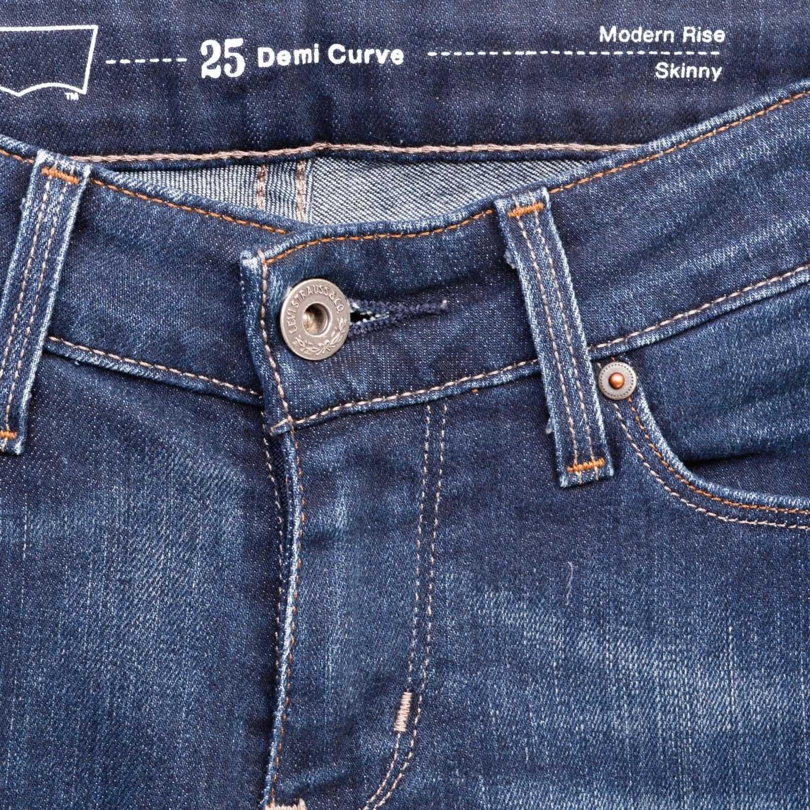 Levi's STRAUSS Demi Curve Modern Rise Women W25 L34 Skinny Trousers Size 25" / US 0 / IT 36 - 4 Thumbnail