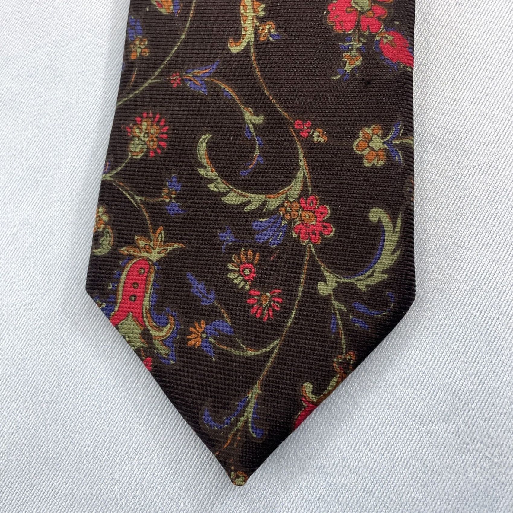 Vintage VINTAGE Drake's for Ben Silver Charleston Silk Tie Black Floral England Necktie 3.5x60" Size ONE SIZE - 7 Thumbnail