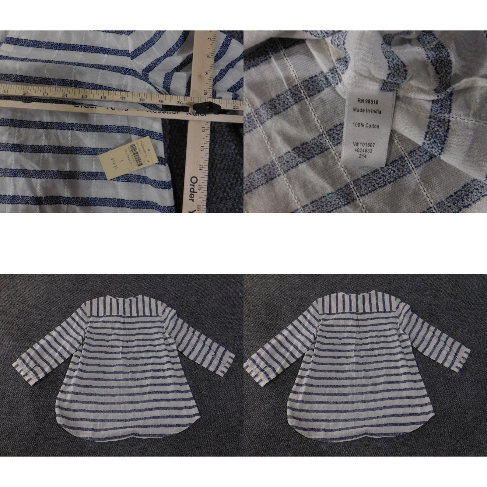 Coldwater Creek Coldwater Creek Shirt Womens Small White Blue Striped Cotton Lightweight V-Neck Pullover Casual Long Sleeve Button-Up Regular All Seasons Womens Size S / US 4 / IT 40 - 8 Thumbnail