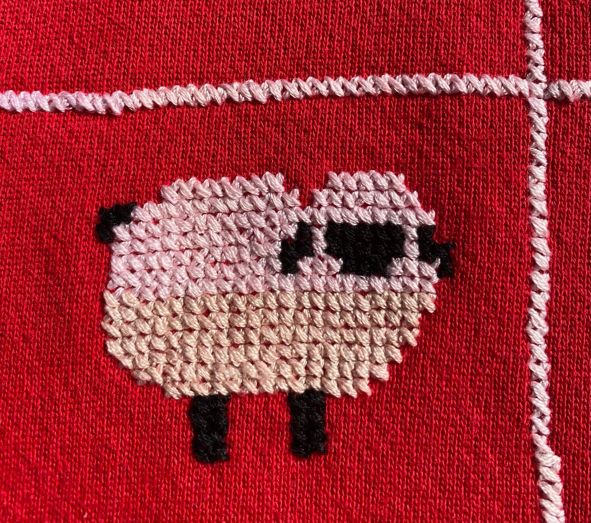 Other 80’s Black Sheep Cross Stitch Red Sweatshirt Womens Small Size S / US 4 / IT 40 - 5 Thumbnail