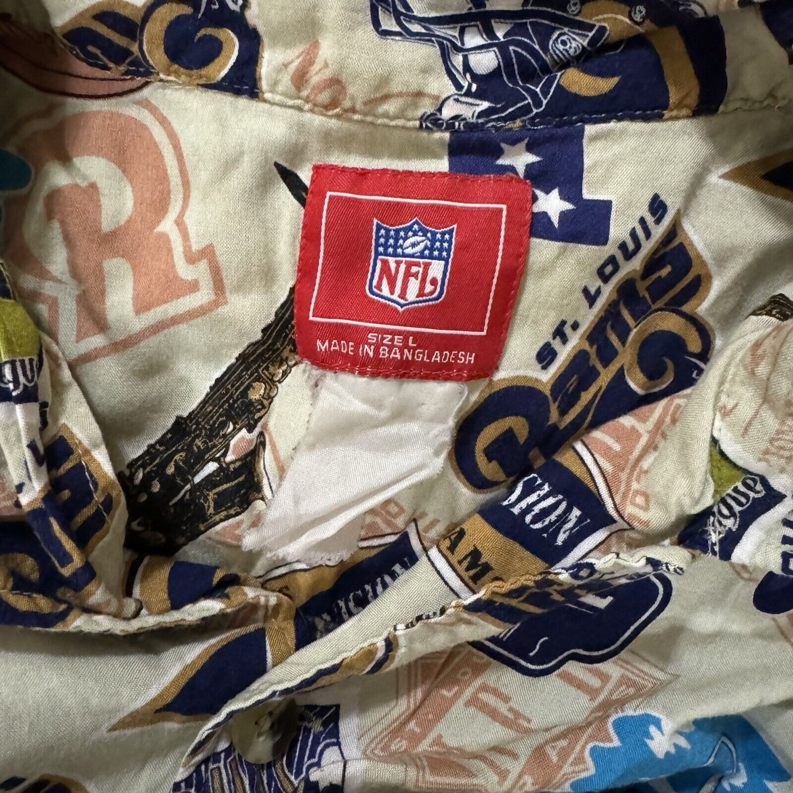 NFL Vintage Y2K St Louis Rams AOP Button Up Shirt Size US L / EU 52-54 / 3 - 5 Thumbnail